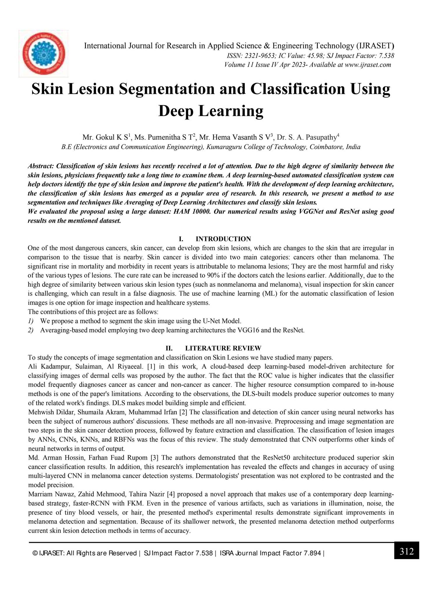Skin Lesion Segmentation and Classification Using Deep Learning by ...