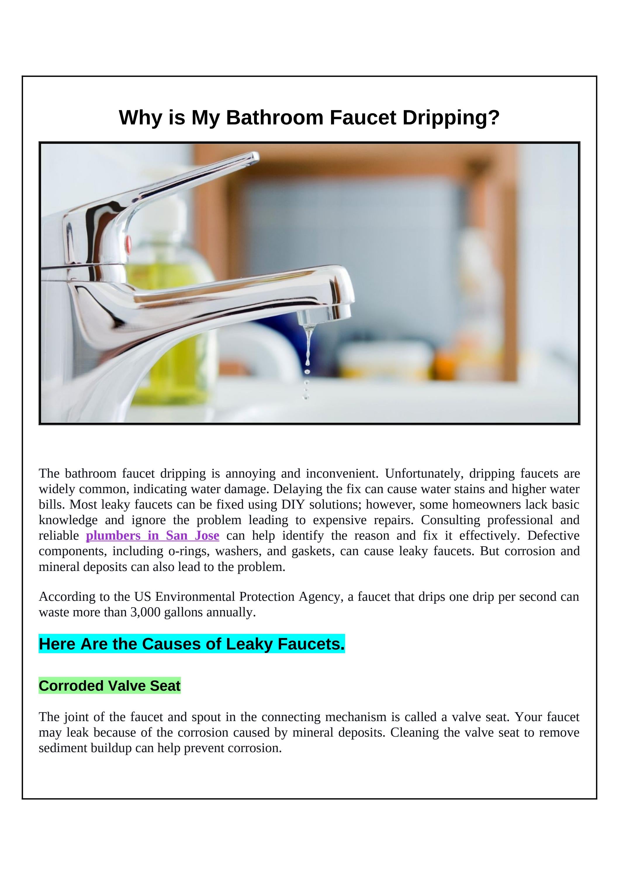 Why is My Bathroom Faucet Dripping? by preferredplumbing1 Issuu