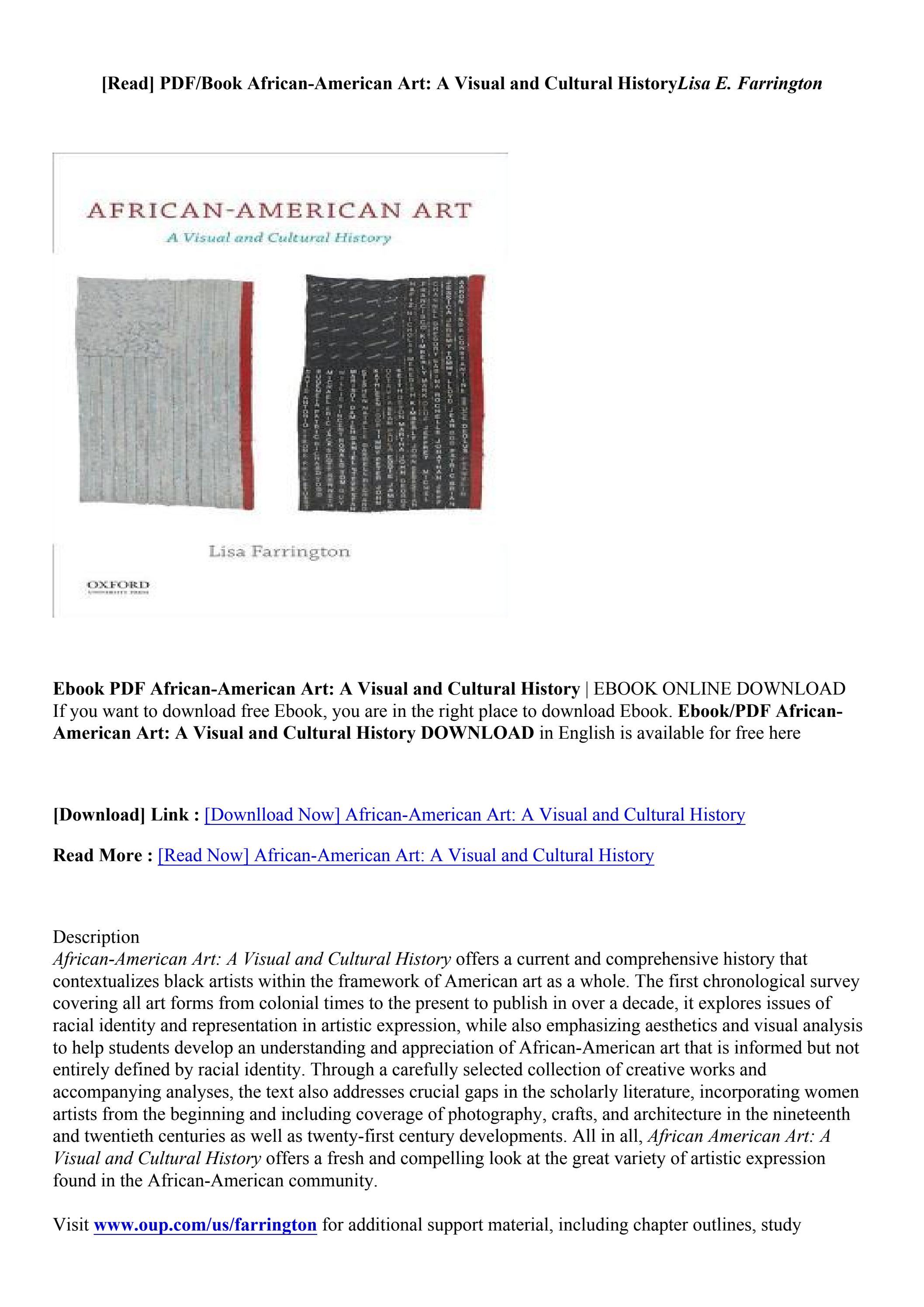 [Download PDF/Epub] AfricanAmerican Art A Visual and Cultural History