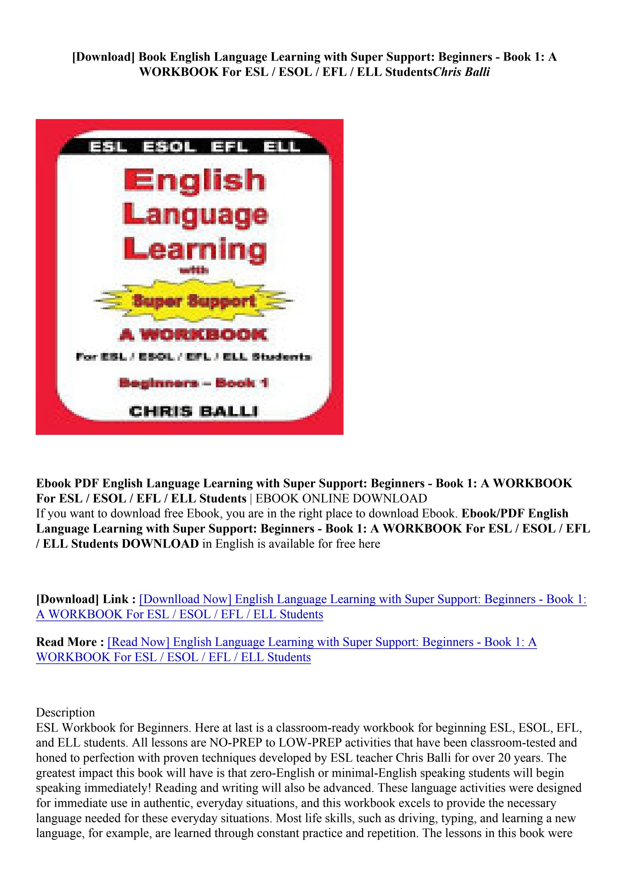 PDF/ePub English Language Learning with Super Support Beginners Book