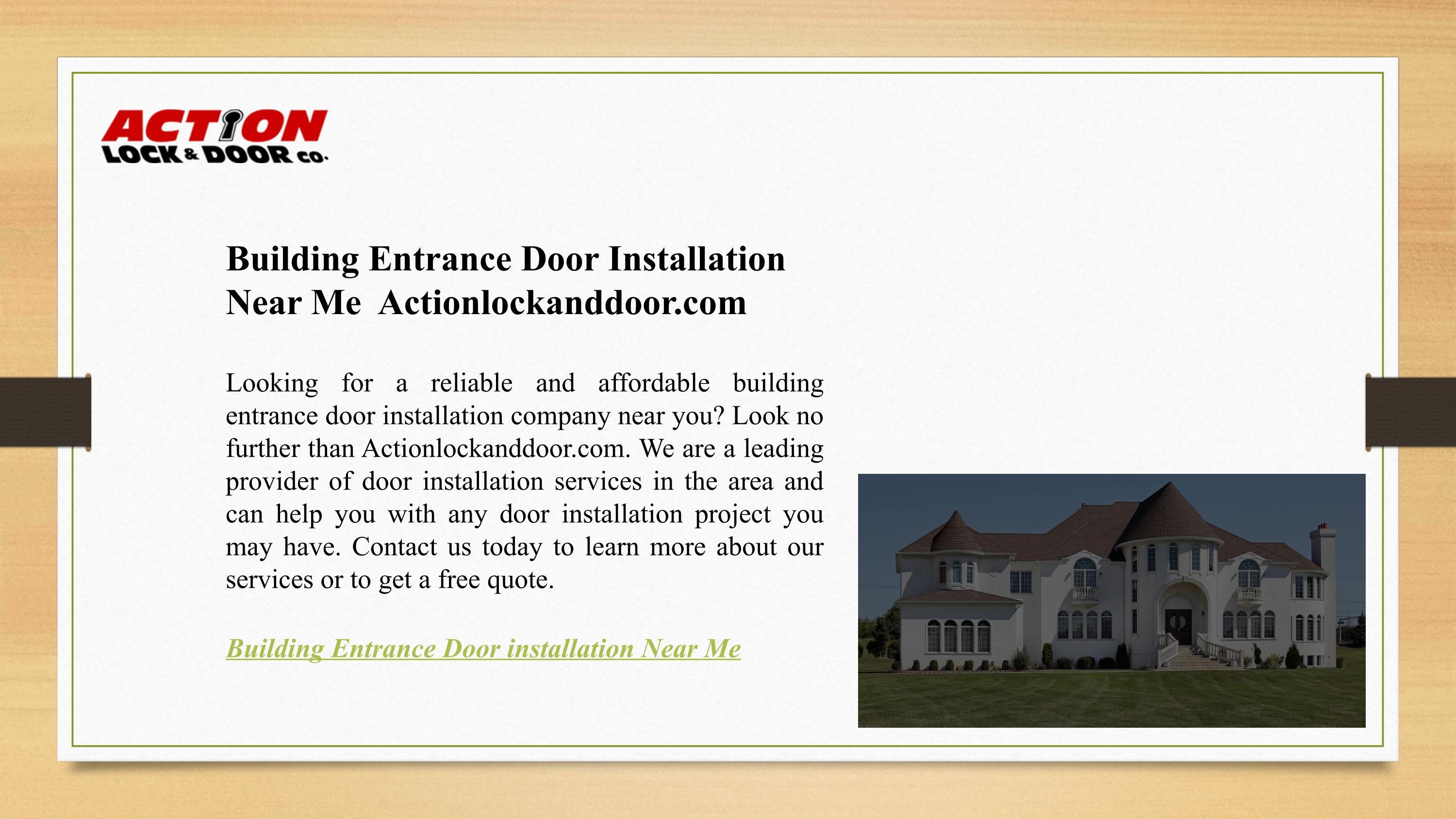 Building Entrance Door Installation Near Me by
