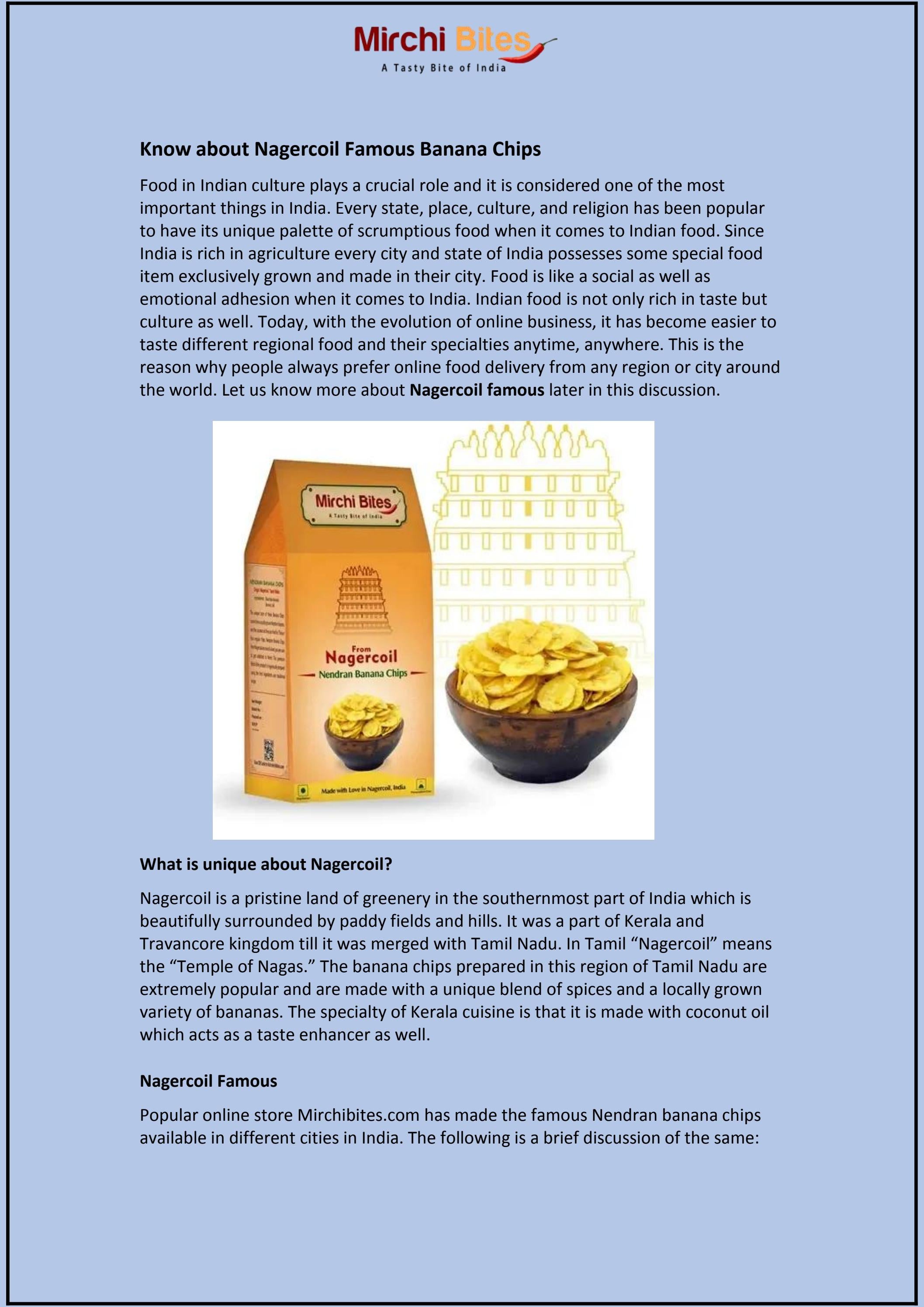 Know about Nagercoil Famous Banana Chips by Mirchi Bites Issuu