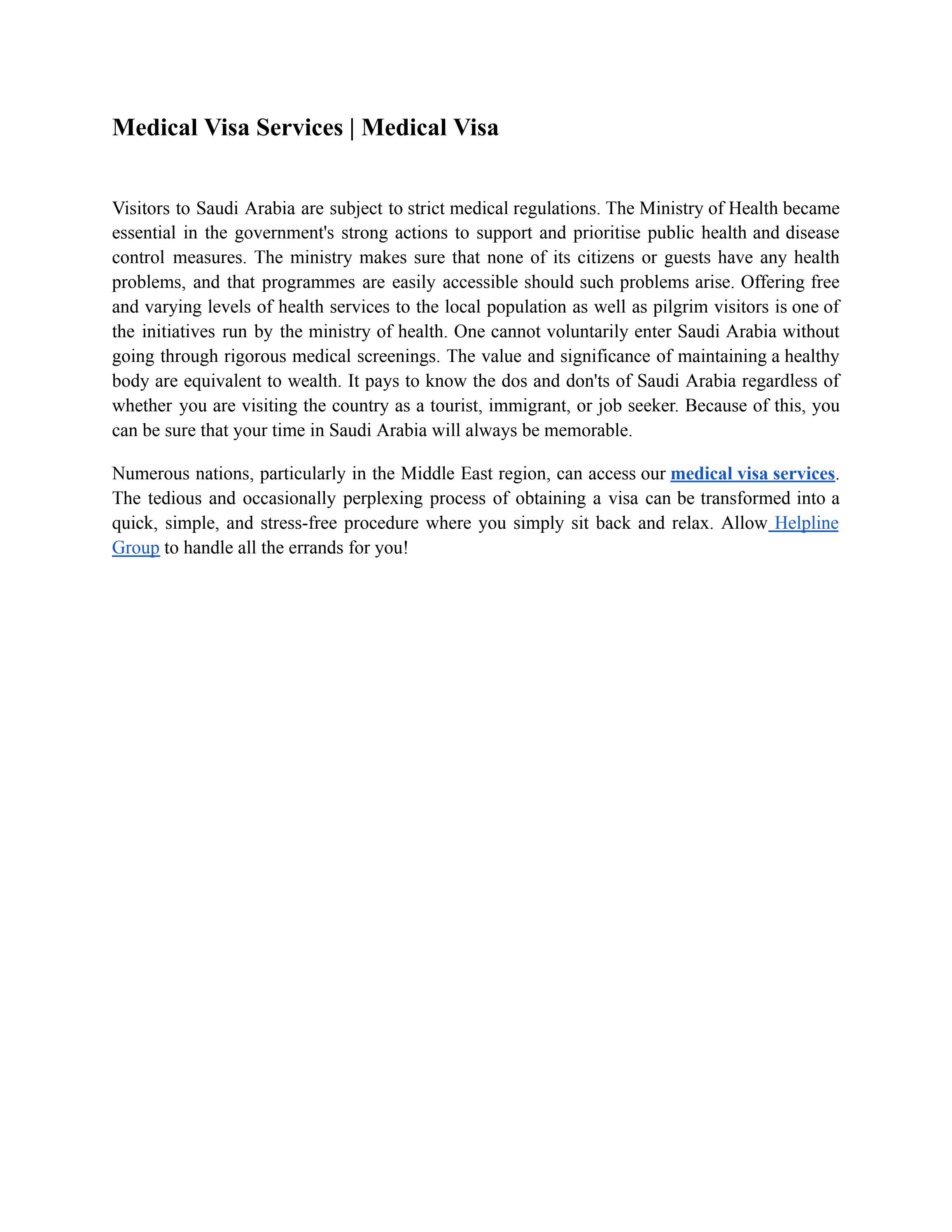 Medical Visa Services Medical Visa by helplinegroupservices Issuu