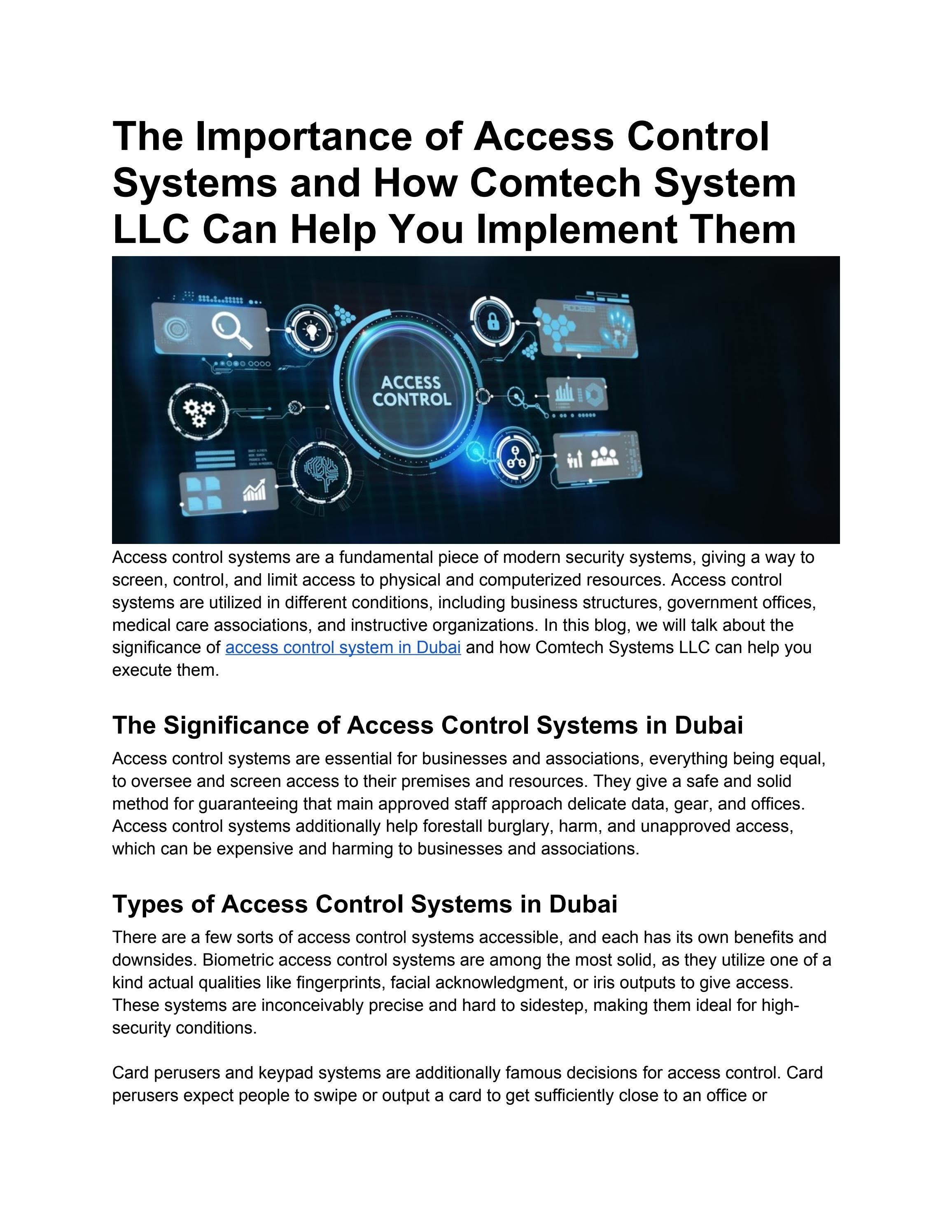 Importance of Access Control System in Dubai by sharafshal Issuu