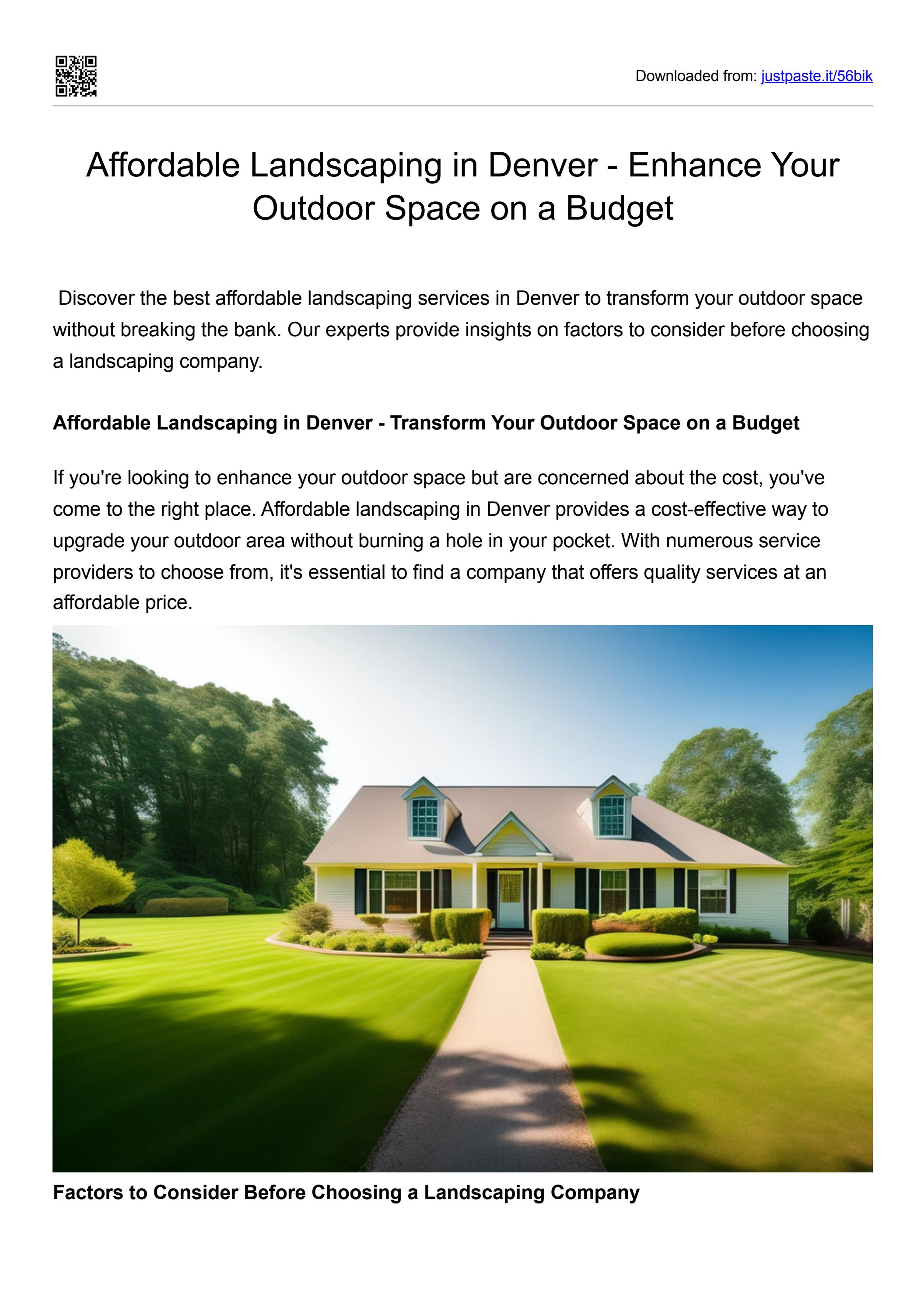 Affordable Landscaping in Denver Enhance Your Outdoor Space on a