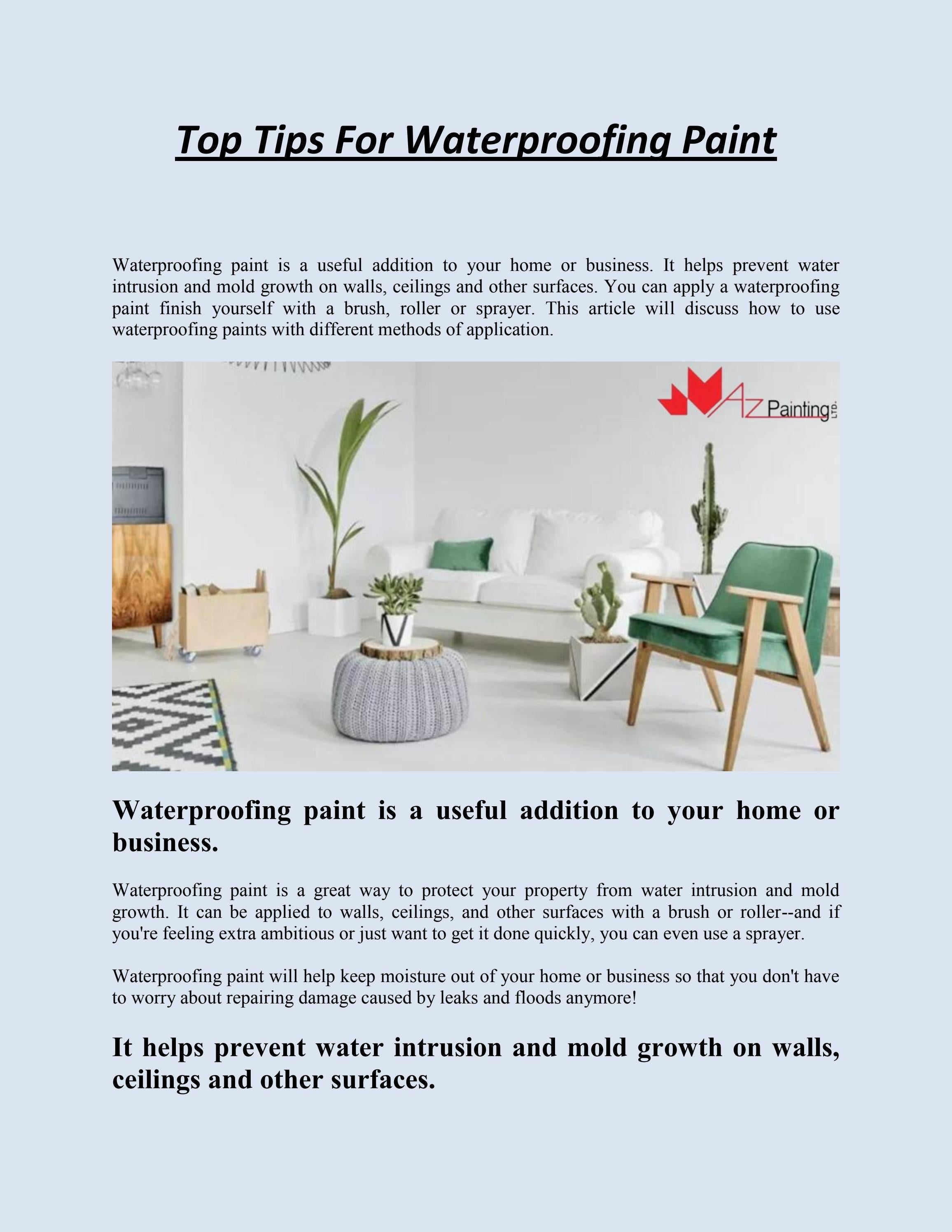 Top Tips For Waterproofing Paint by Az Painting Ltd Issuu