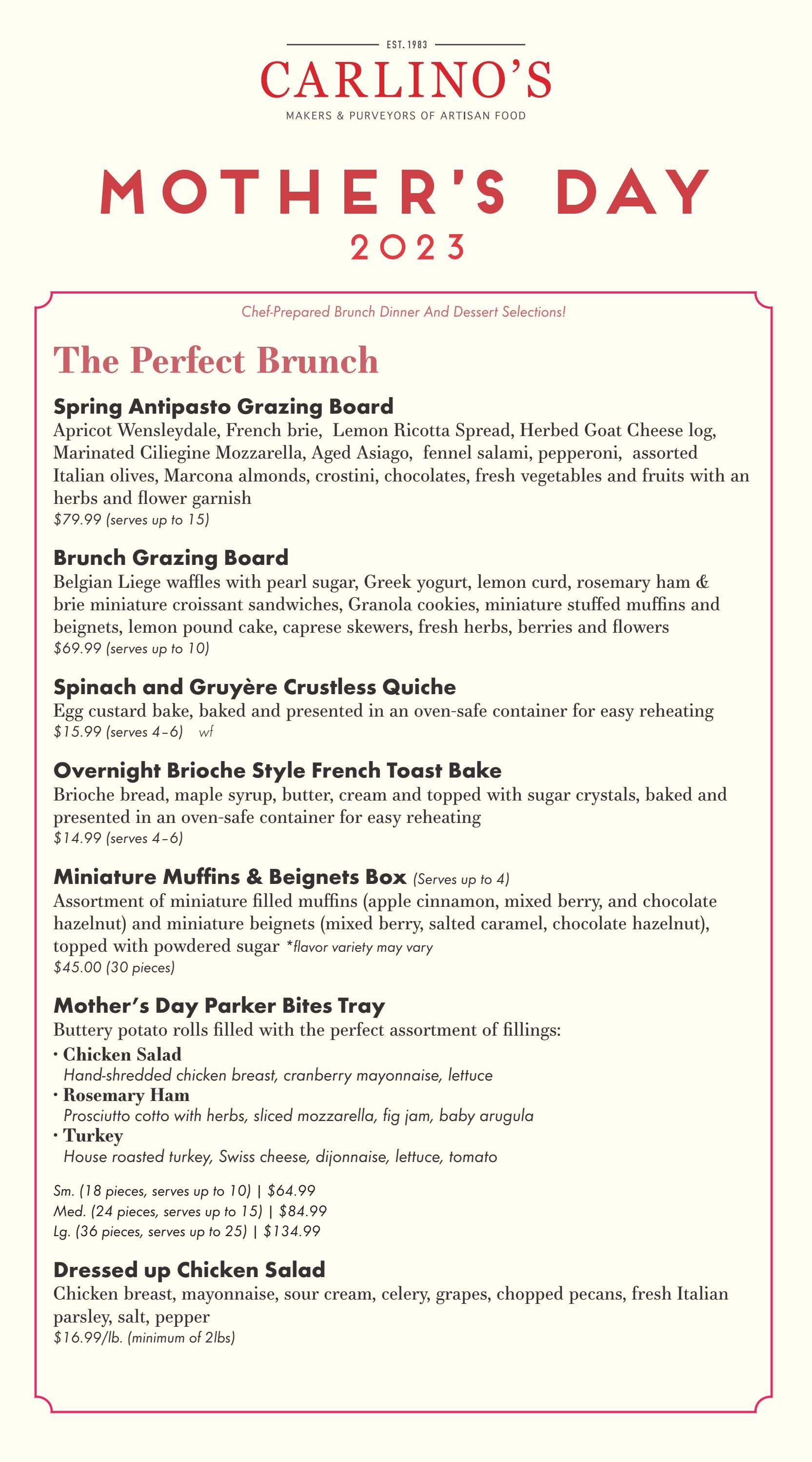 2023 Mother's Day Menu by CarlinosMarket Issuu