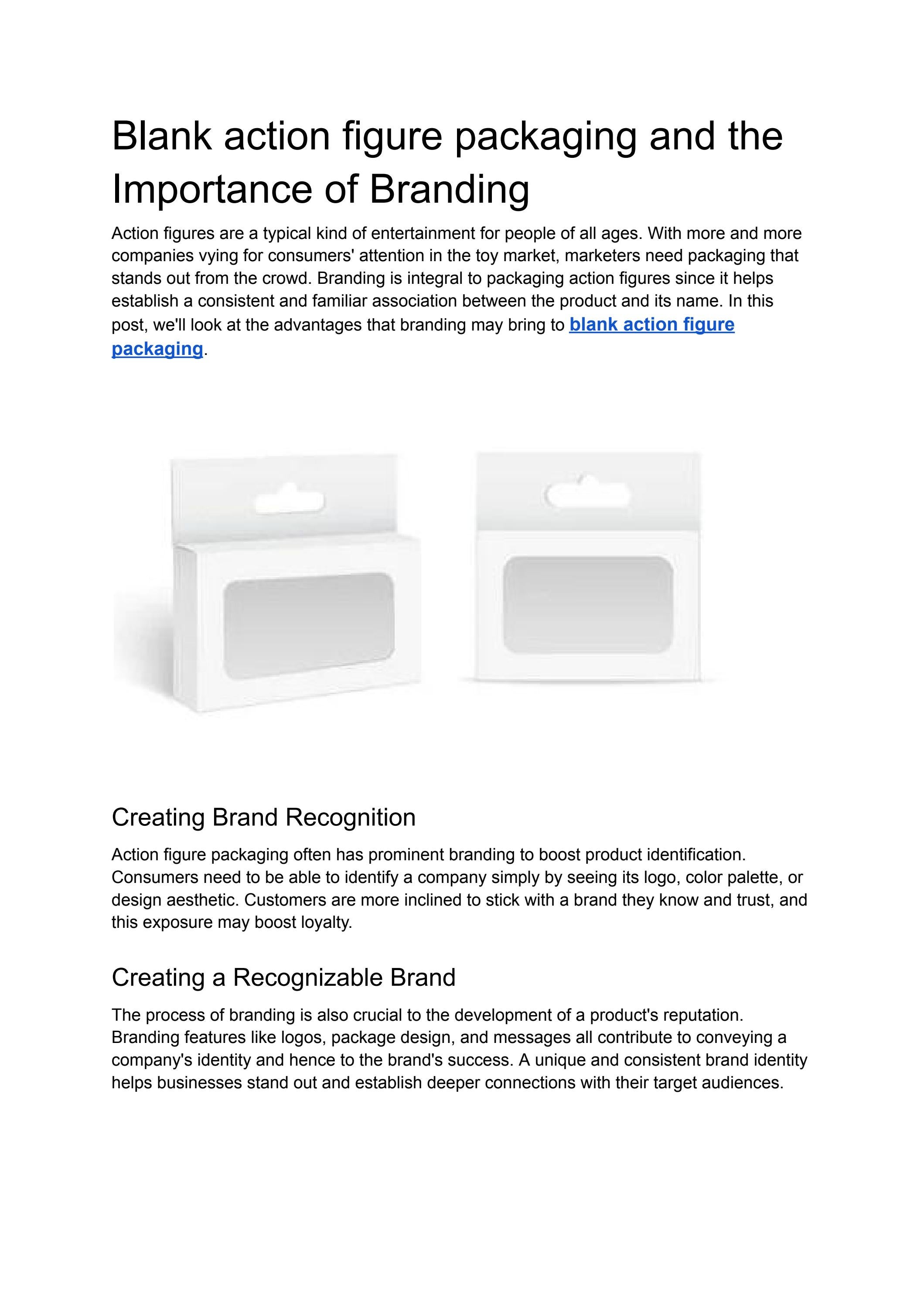 Blank action figure packaging and the Importance of Branding by