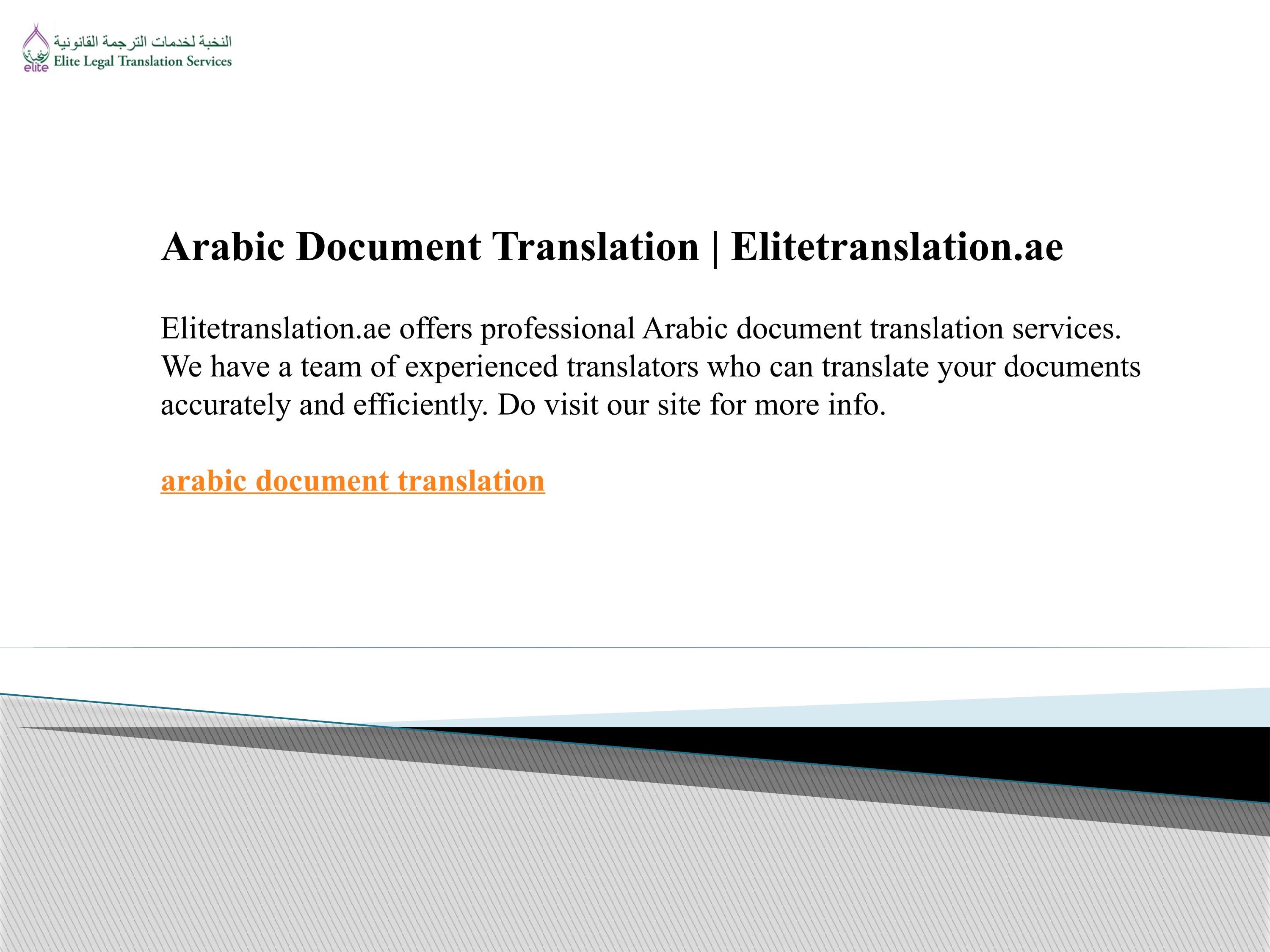 Arabic Document Translation Elitetranslation.ae by Elite legal