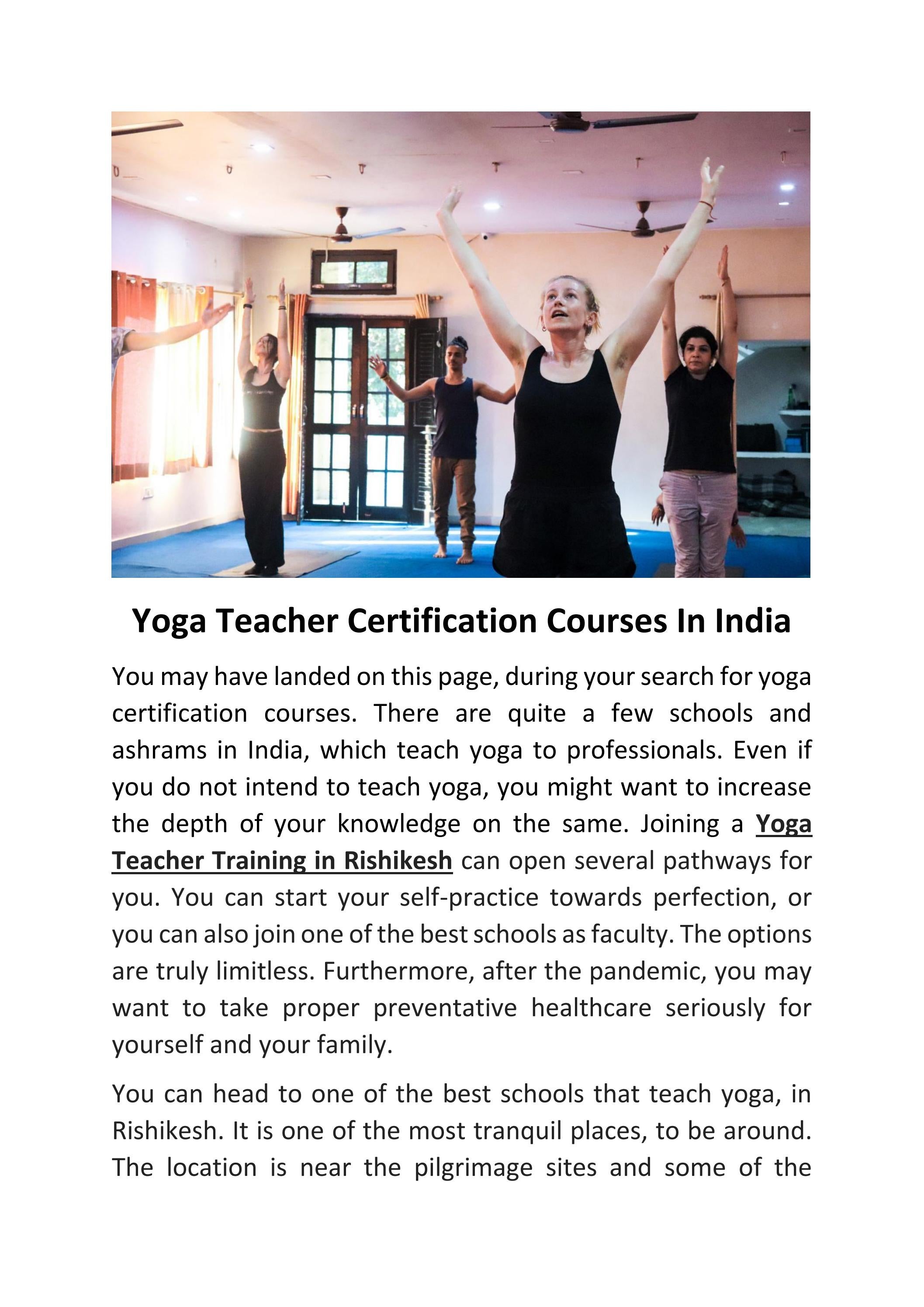 Yoga Teacher Certification Courses In India by Yoga Vidya Mandiram Issuu