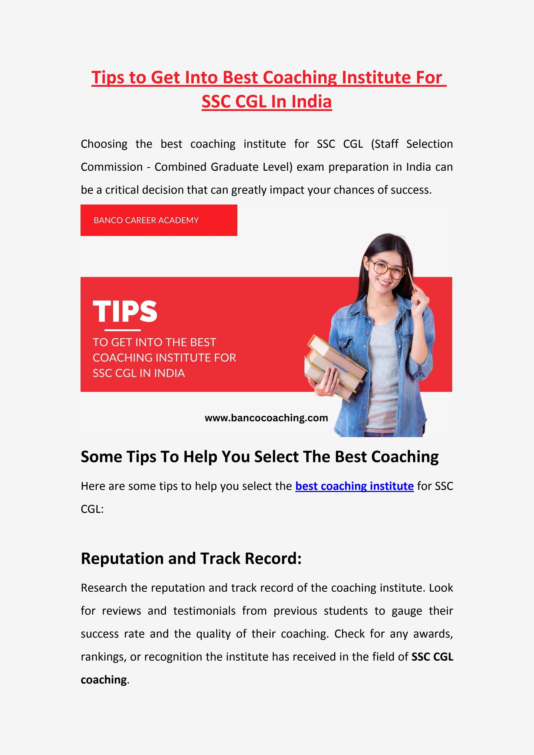 Tips To Get Into The Best Coaching Institute For SSC CGL In India by