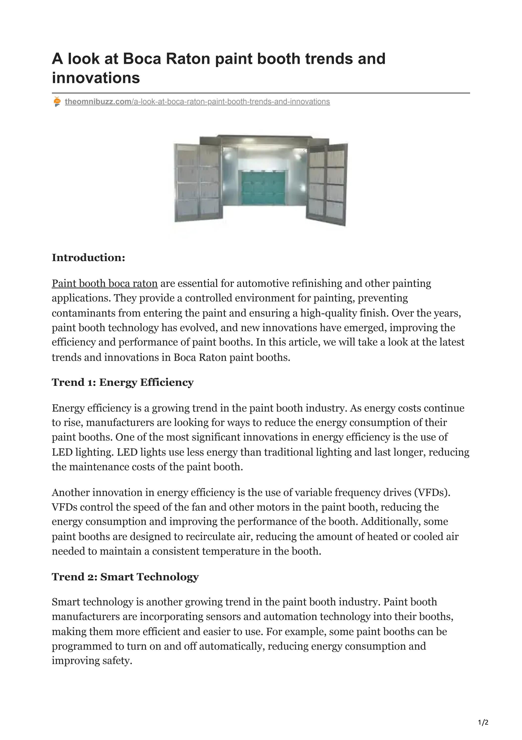 A look at Boca Raton paint booth trends and innovations by