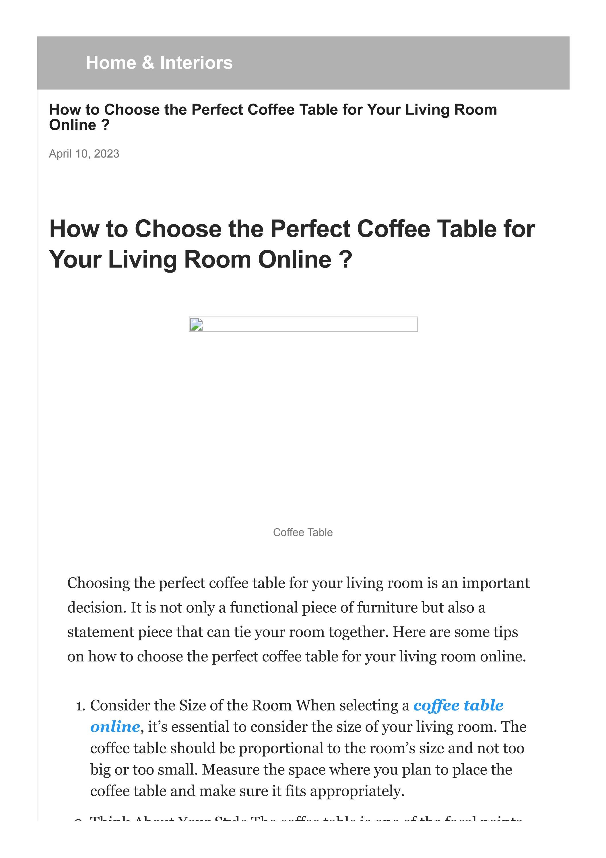 HOW TO CHOOSE THE PERFECT COFFEE TABLE FOR YOUR LIVING ROOM ONLINE ? by Andy Baker Issuu