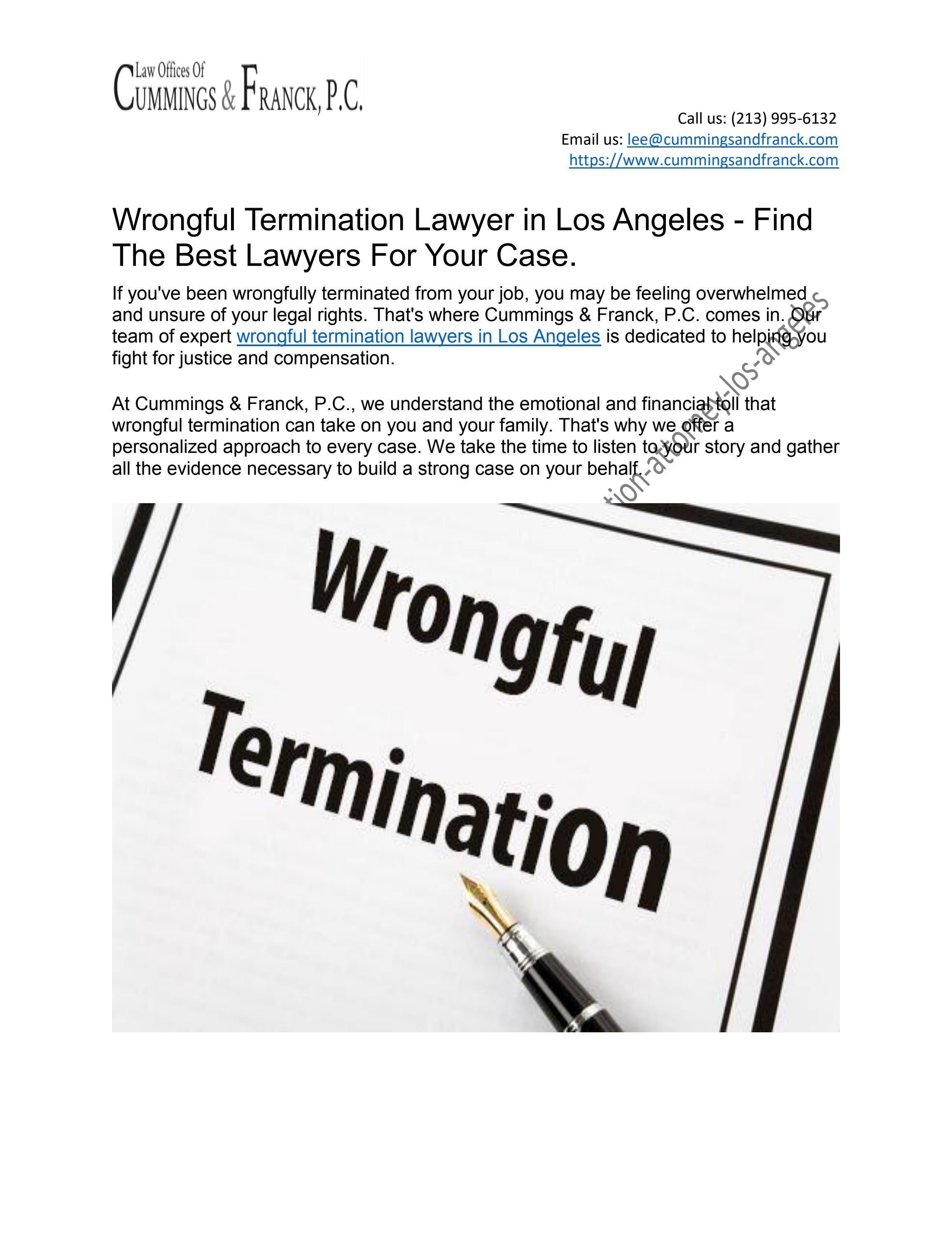 Wrongful Termination Lawyer in Los Angeles - Find The Best Lawyers For ...