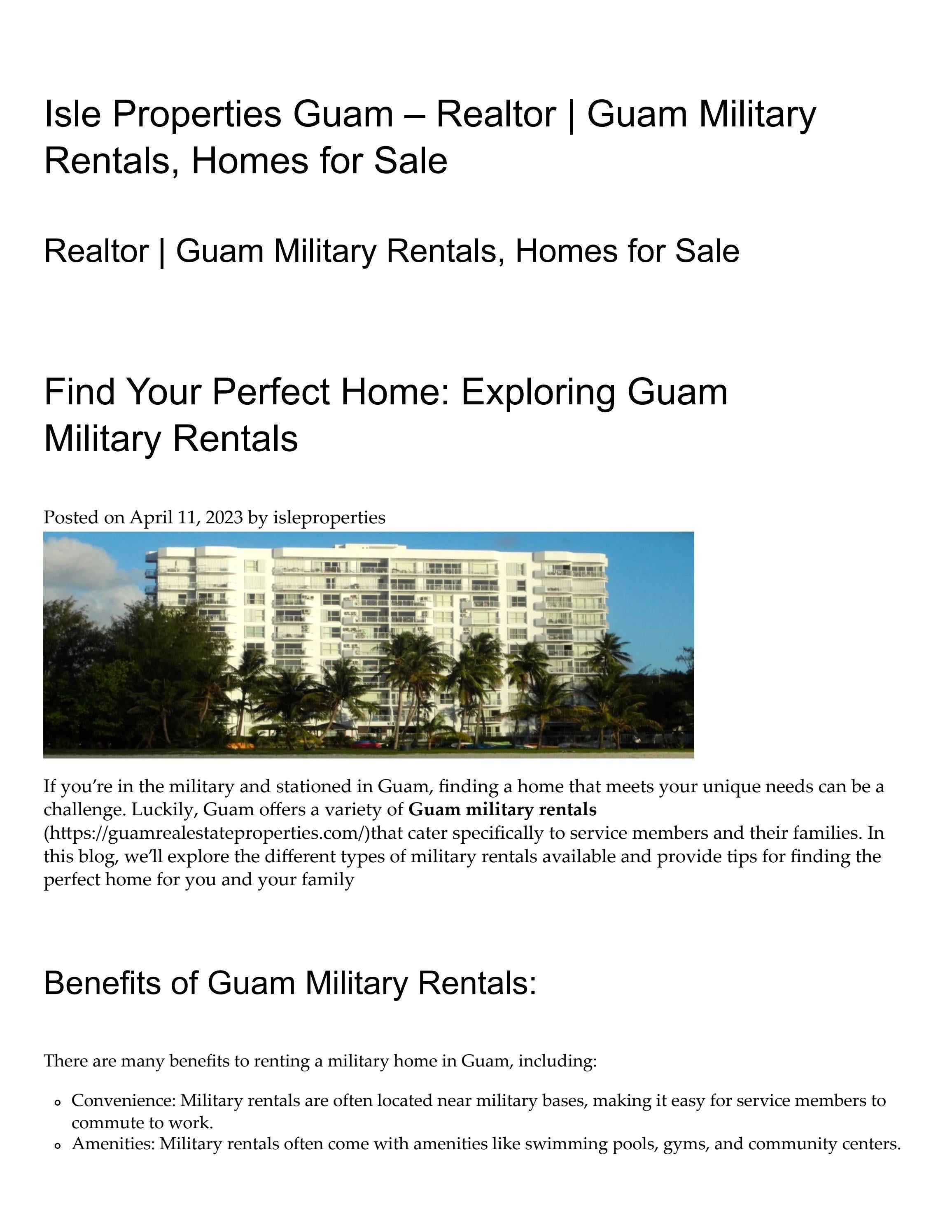 Find Your Perfect Guam Military Rental with Guam Real Estate Properties