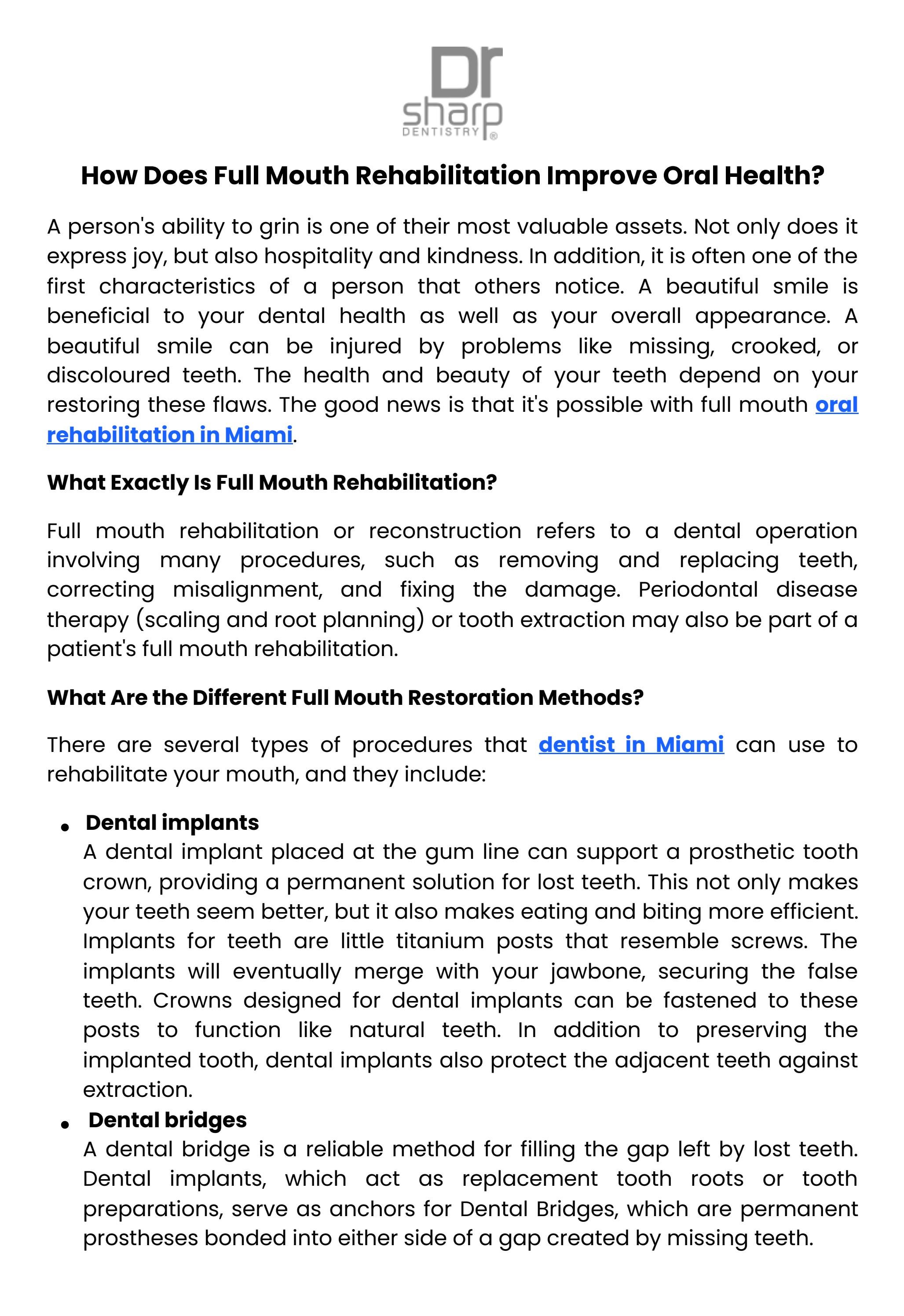 How Does Full Mouth Rehabilitation Improve Oral Health? by Sharp