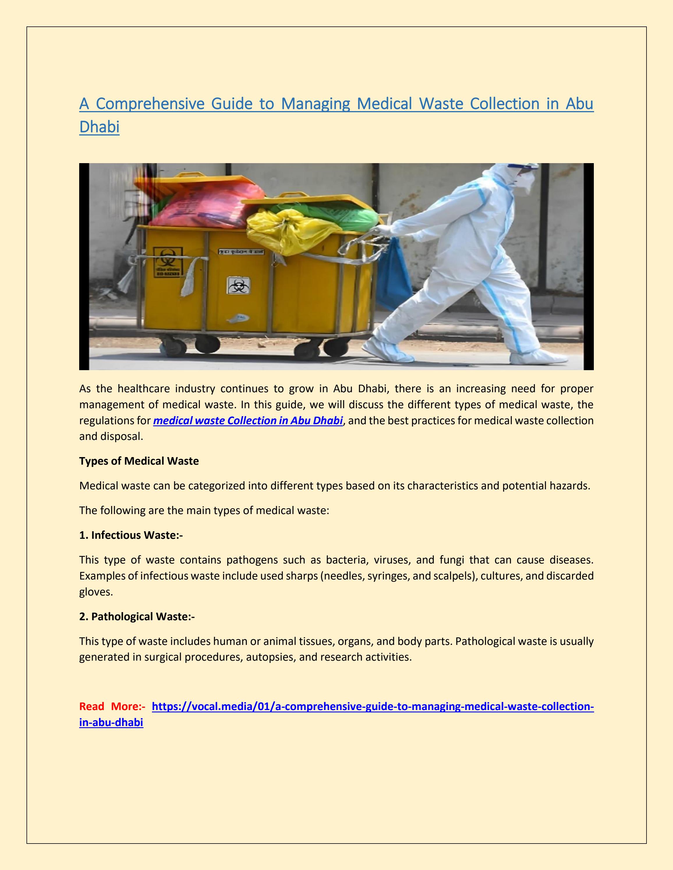 A Comprehensive Guide to Managing Medical Waste Collection in Abu Dhabi