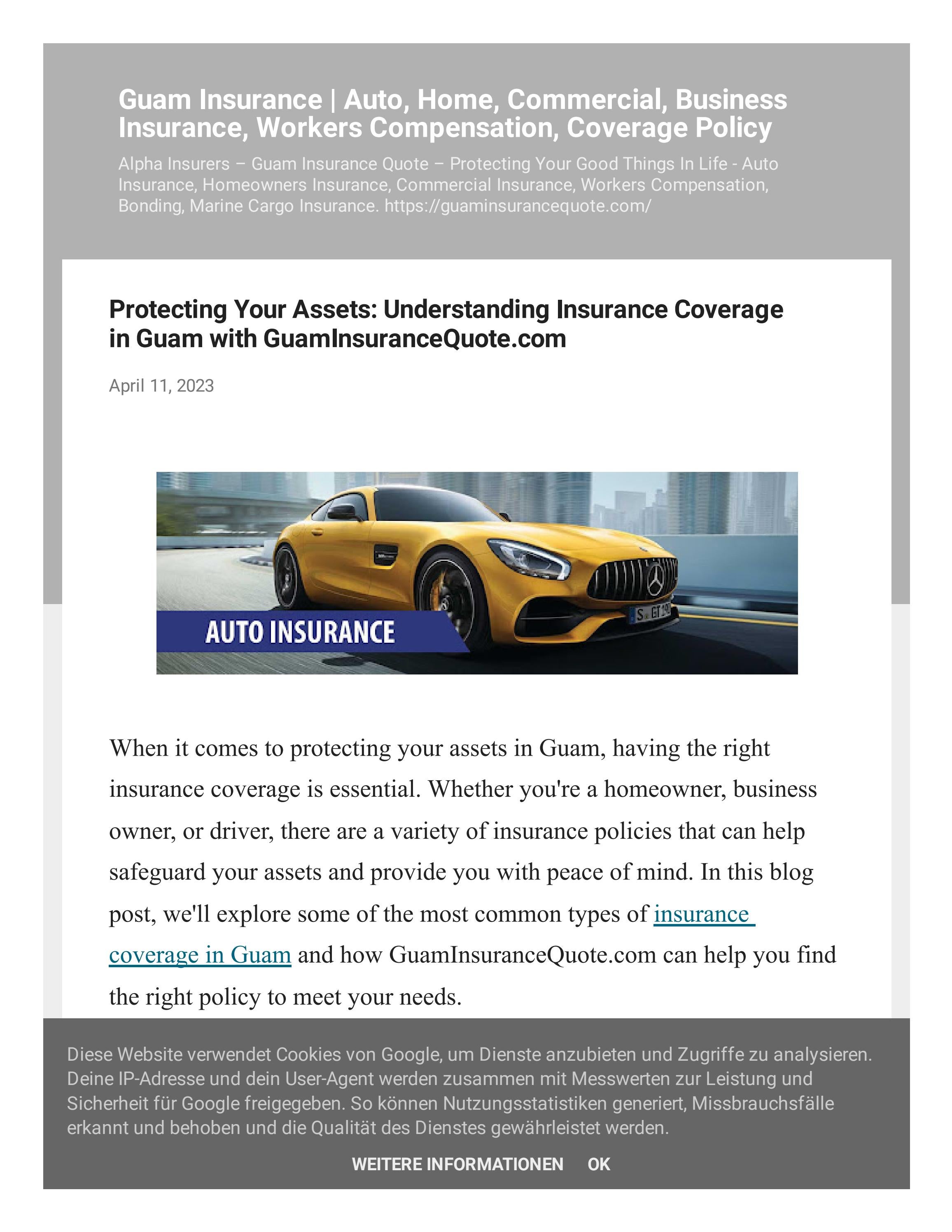 Protect Yourself with Comprehensive Insurance Coverage in Guam by Guam