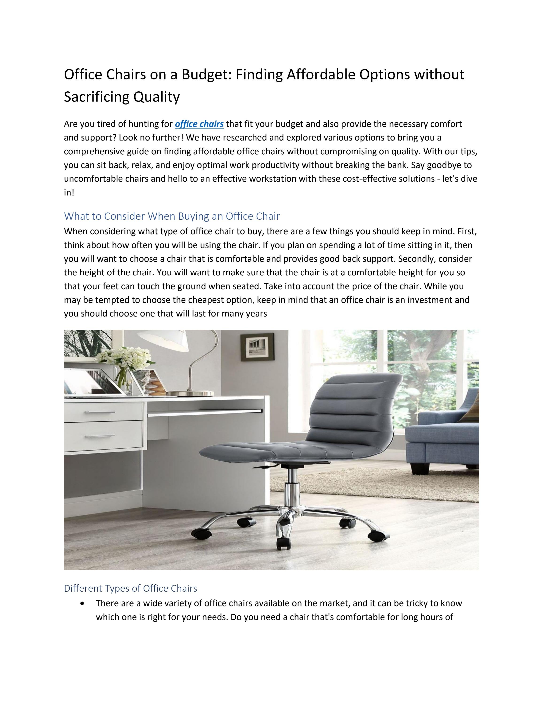 Office Chairs on a Budget Finding Affordable Options without