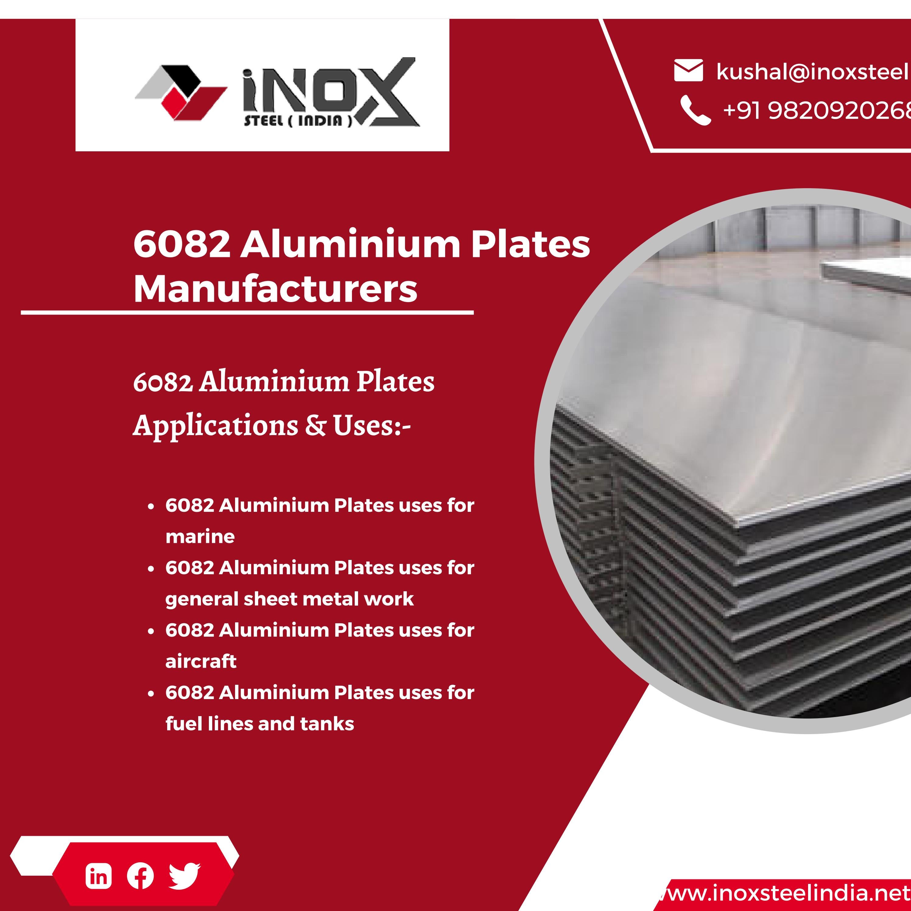 Inox Steel India offers 6082 T6 aluminium sheet, 6061 T6 aluminium