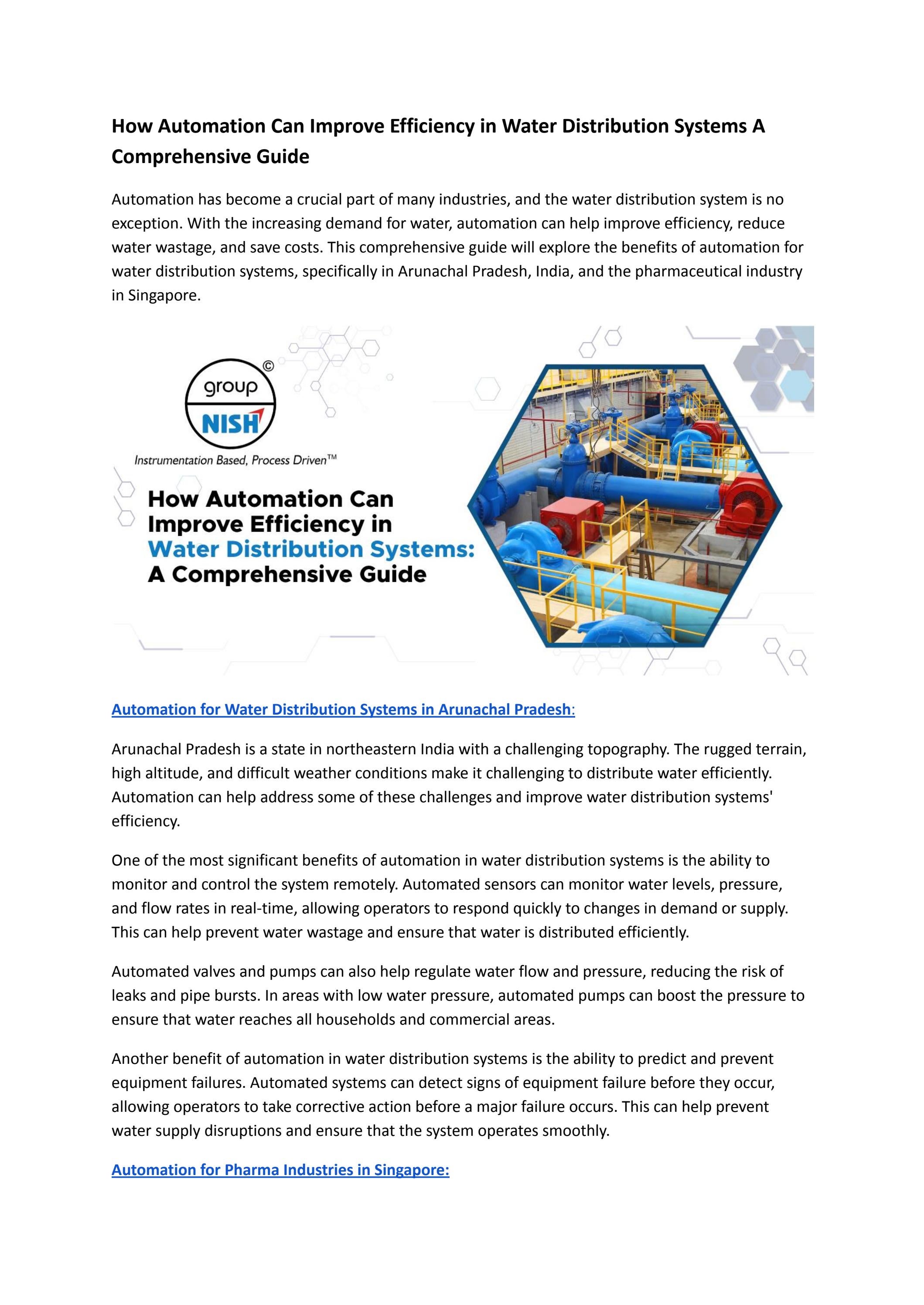 How Automation Can Improve Efficiency in Water Distribution Systems A