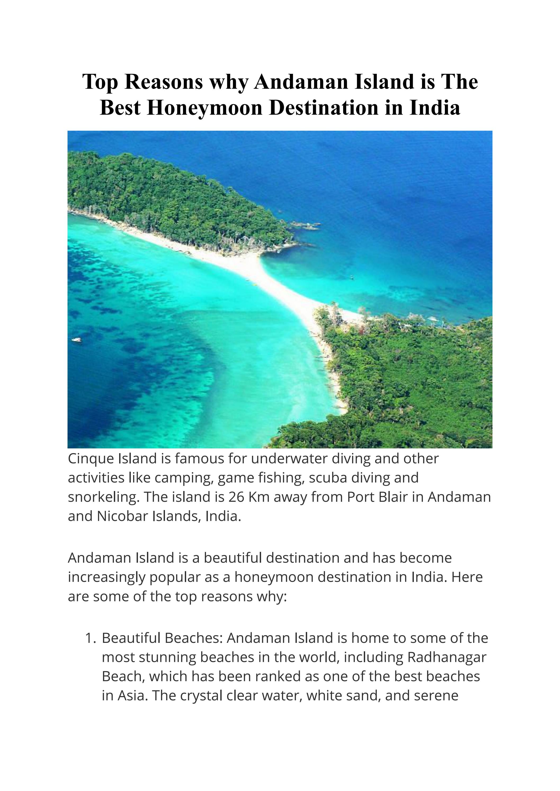 Top Reasons why Andaman Island is The Best Honeymoon Destination in