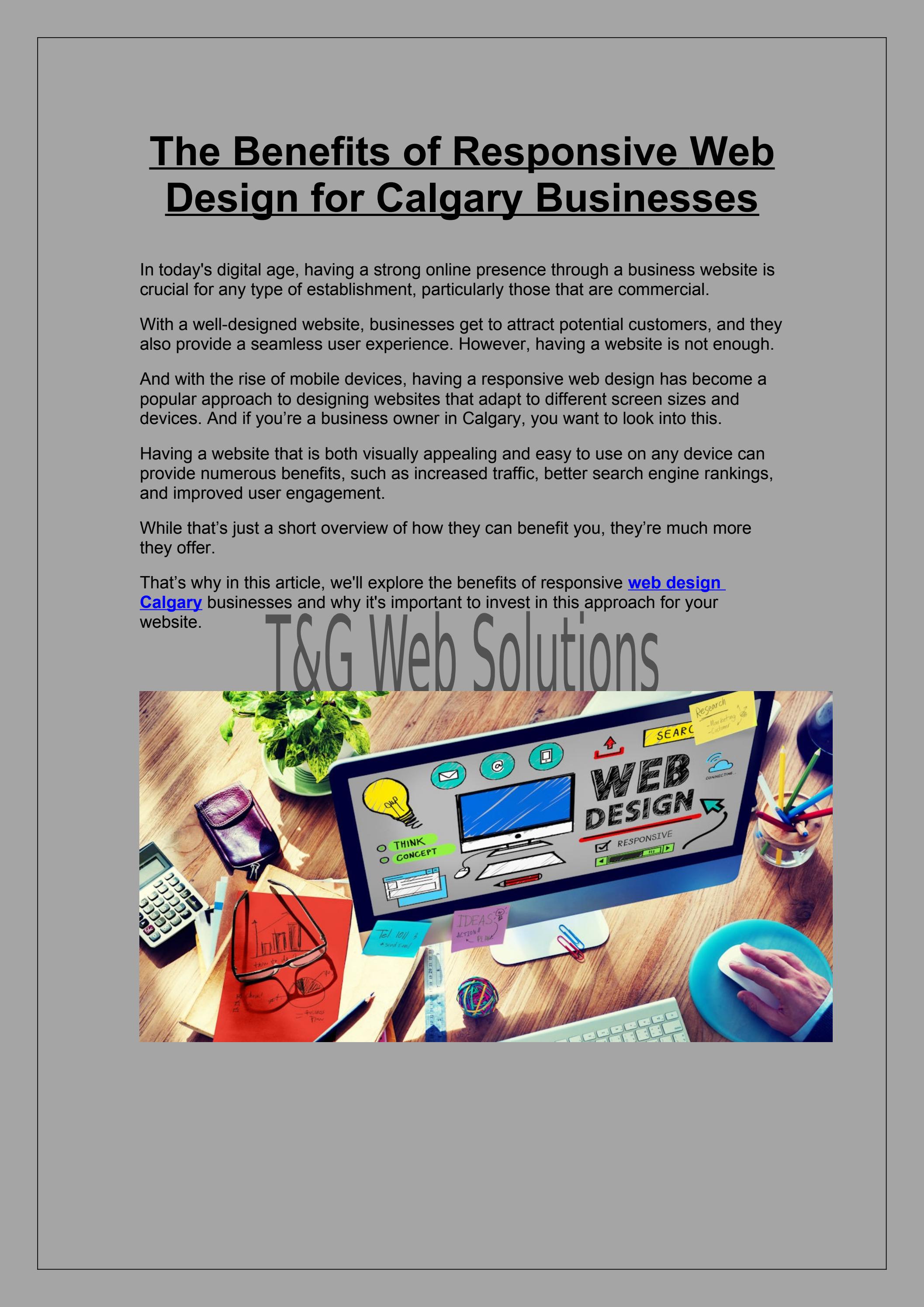 Calgary Web Design Benefits of Responsive Web Design for Calgary Businesses by Tng ...