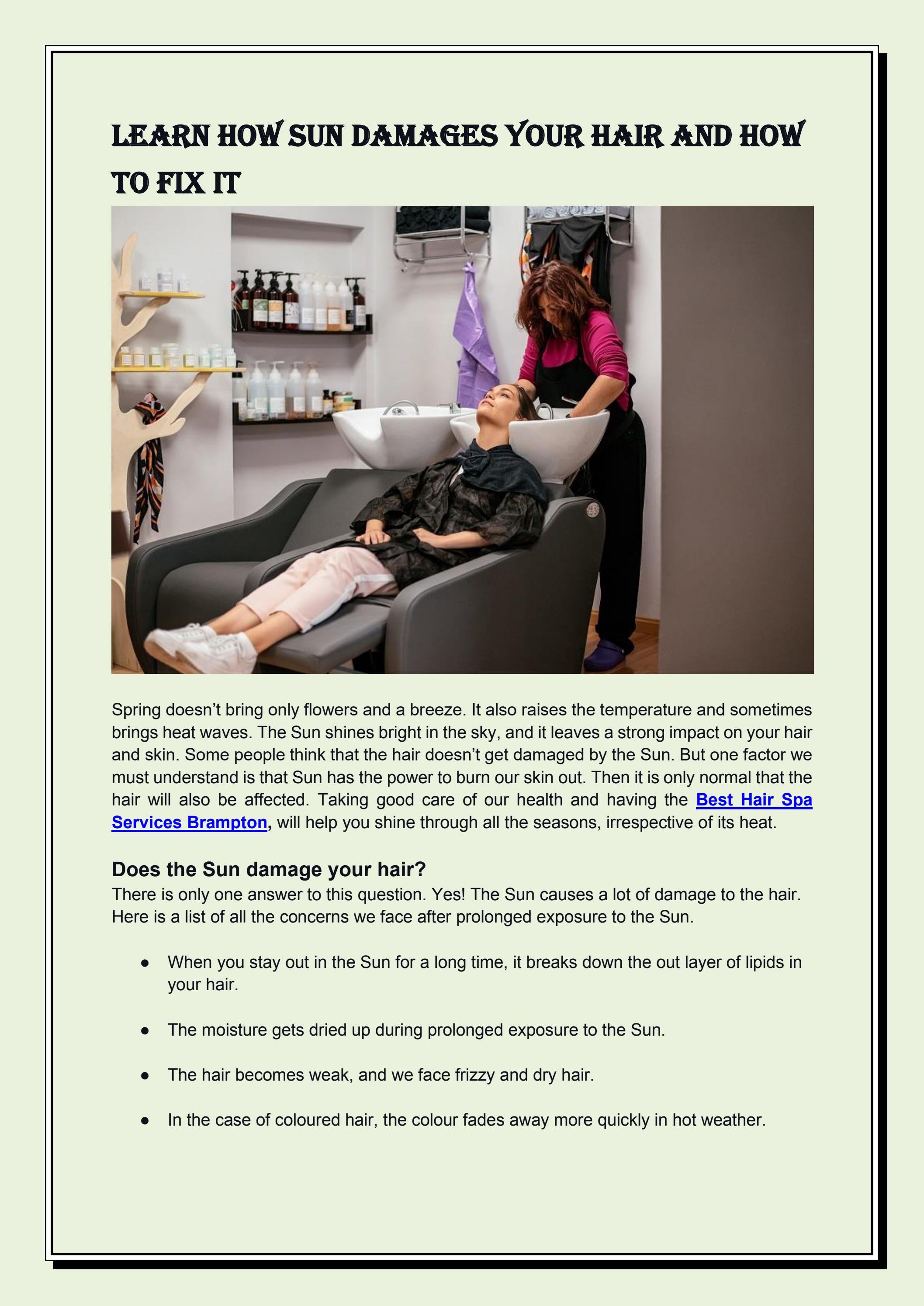 Learn How Sun Damages Your Hair And How To Fix It by Gill Hair Salon