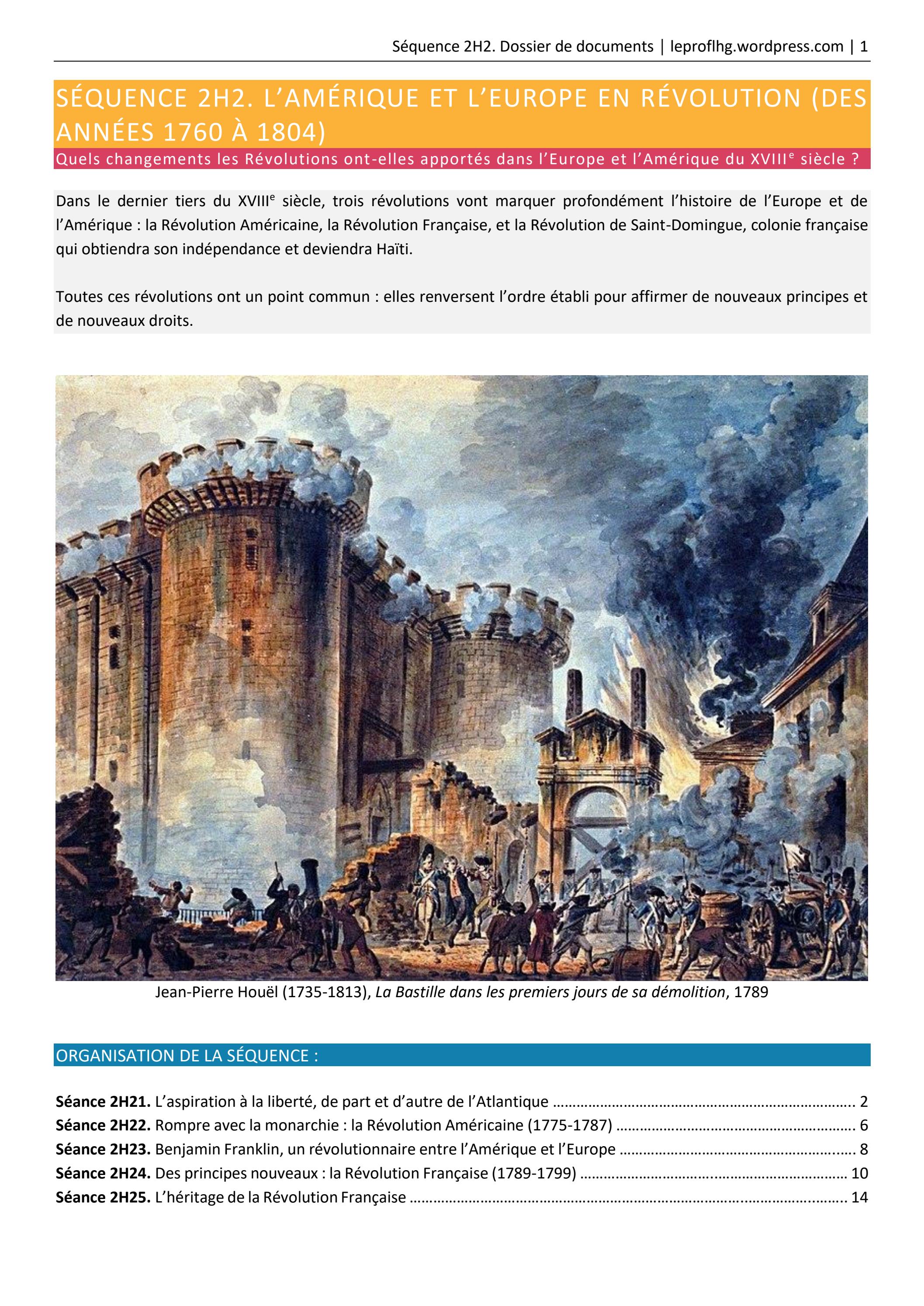 2H2 L Am rique Et L Europe En R volution des Ann es 1760 1804 By 