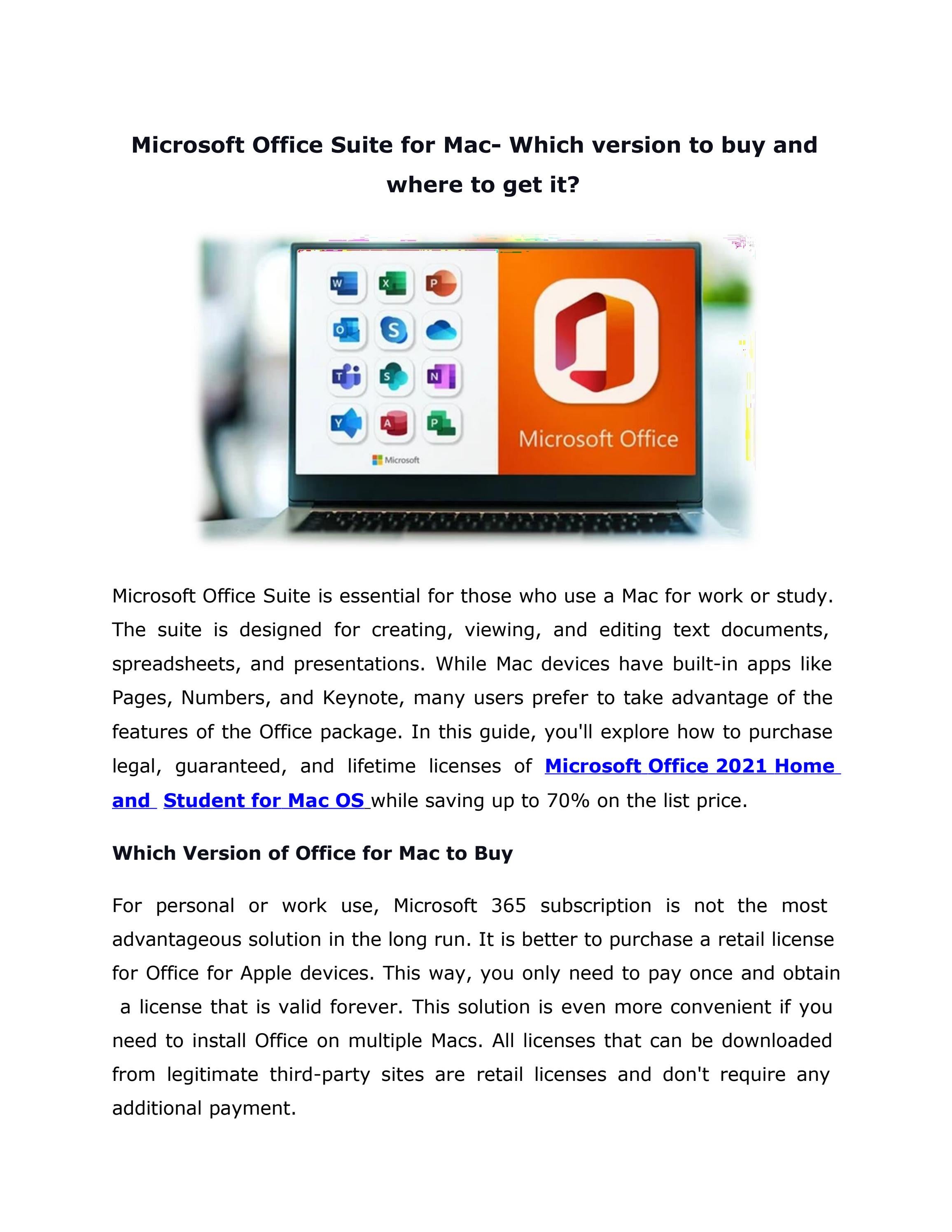 Microsoft Office 2021 Home and Student For Mac OS by Microsoft Office 2021 Home and Student For