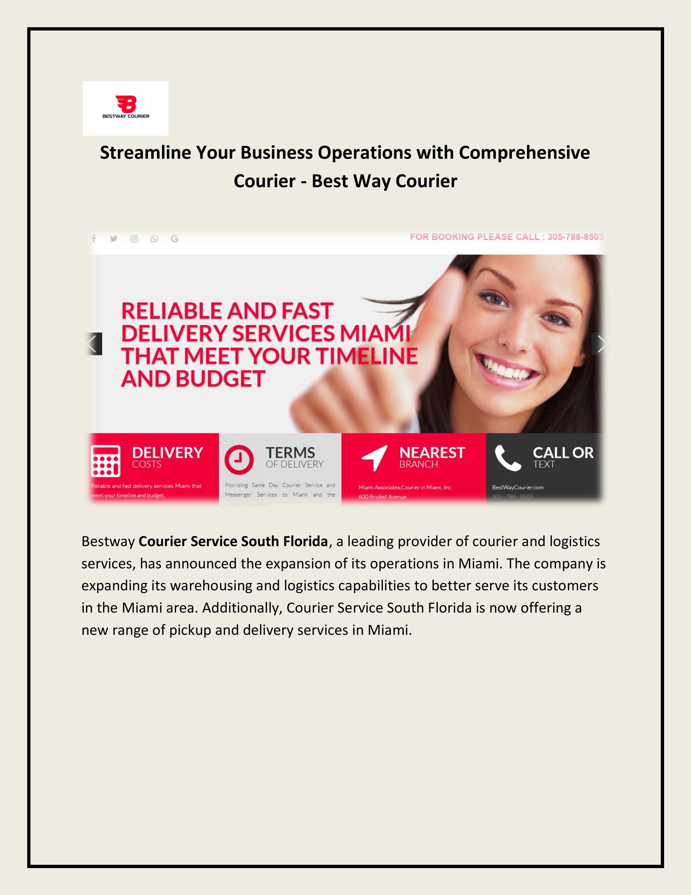 Courier Service South Florida Best Way Courier by Best Way Courier