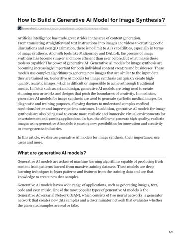 How to Build a Generative AI Model for Image Synthesis by Jamie Dornan ...