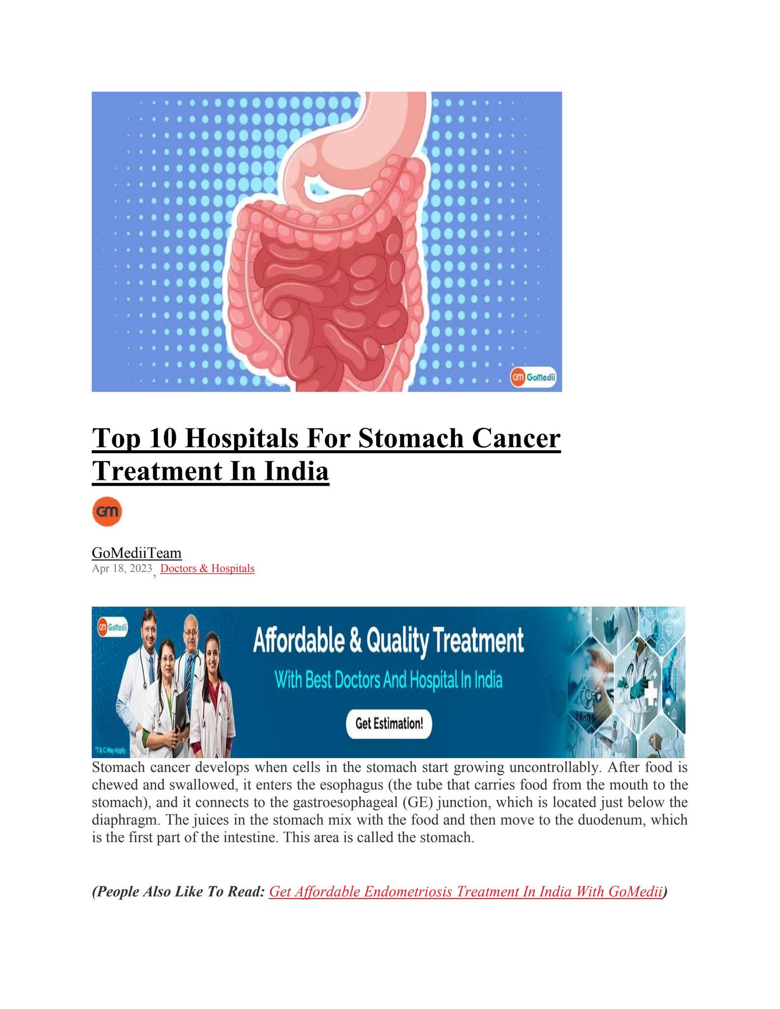 Top 10 Hospitals For Stomach Cancer Treatment In India by Medical ...