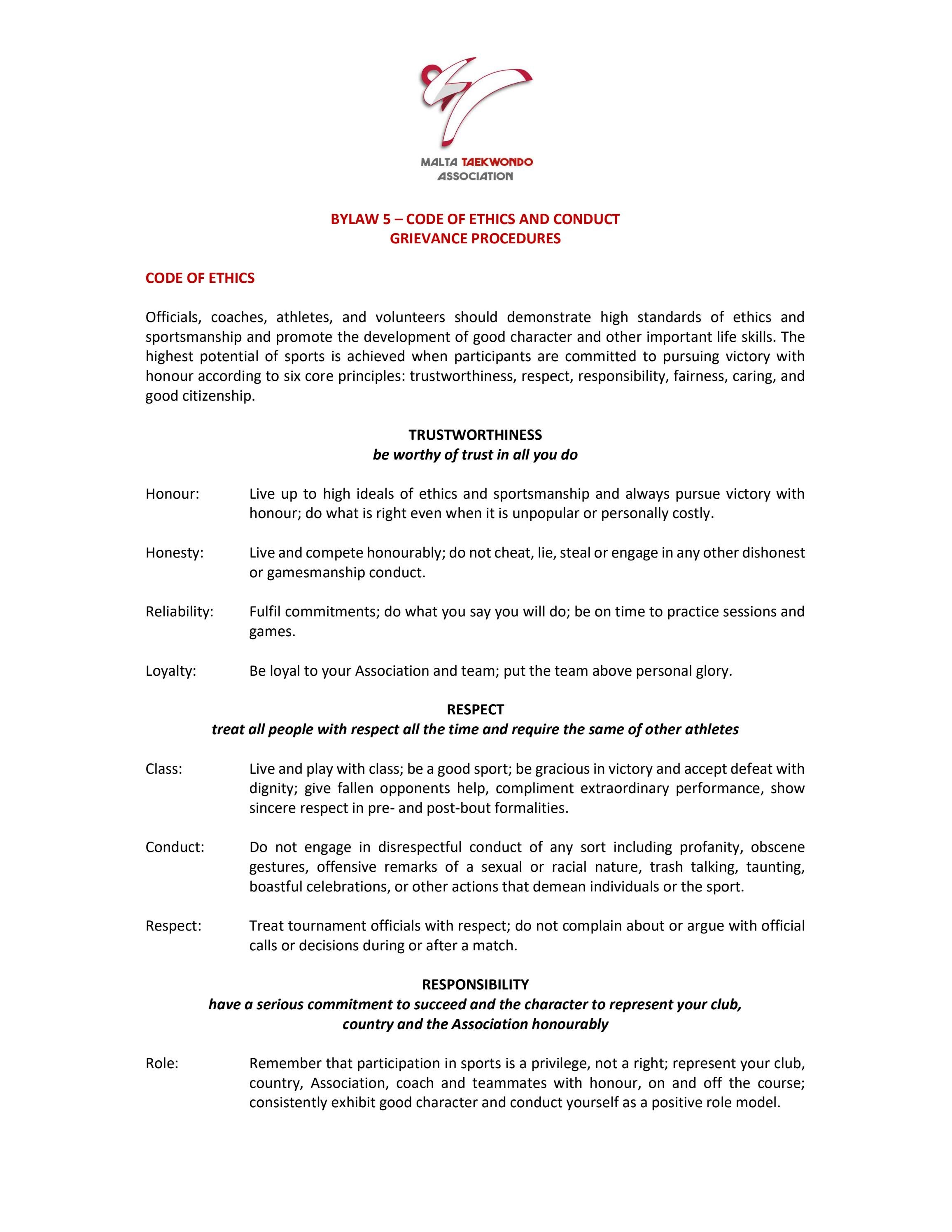 Bylaw 5 Code of Ethics and Conduct, Grievance Procedures by Gianluca