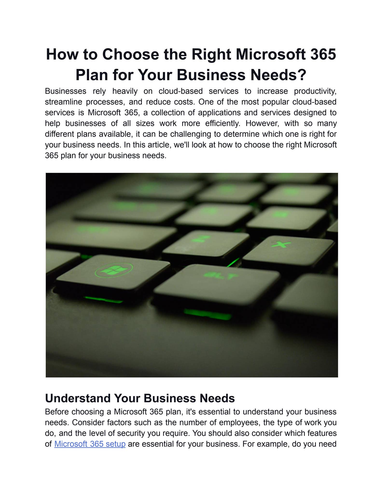 How to Choose the Right Microsoft 365 Plan for Your Business Needs? by