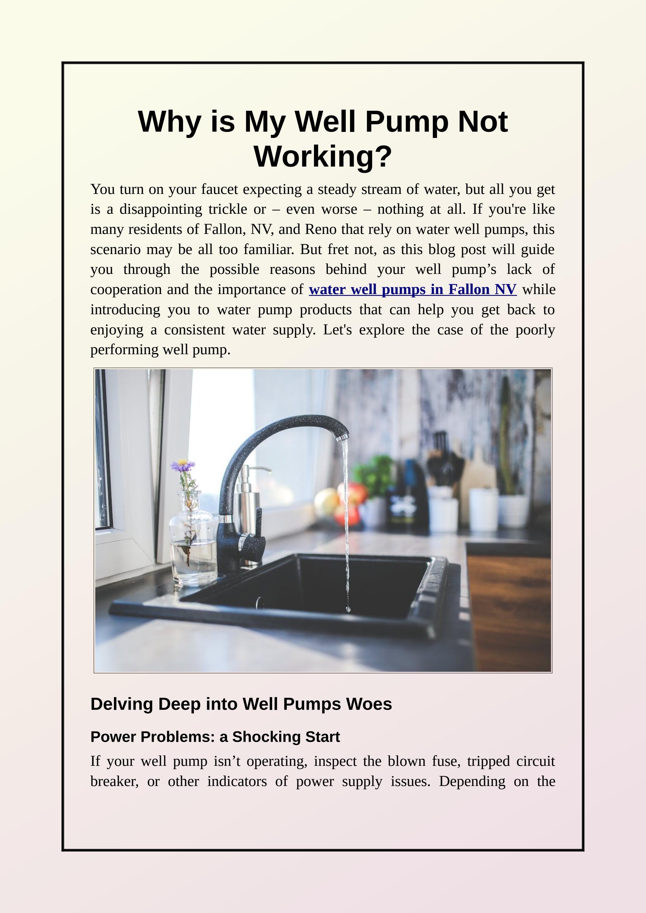 Things to Check When Your Pump Doesn't Work by Bruce MacKay Pump & Well