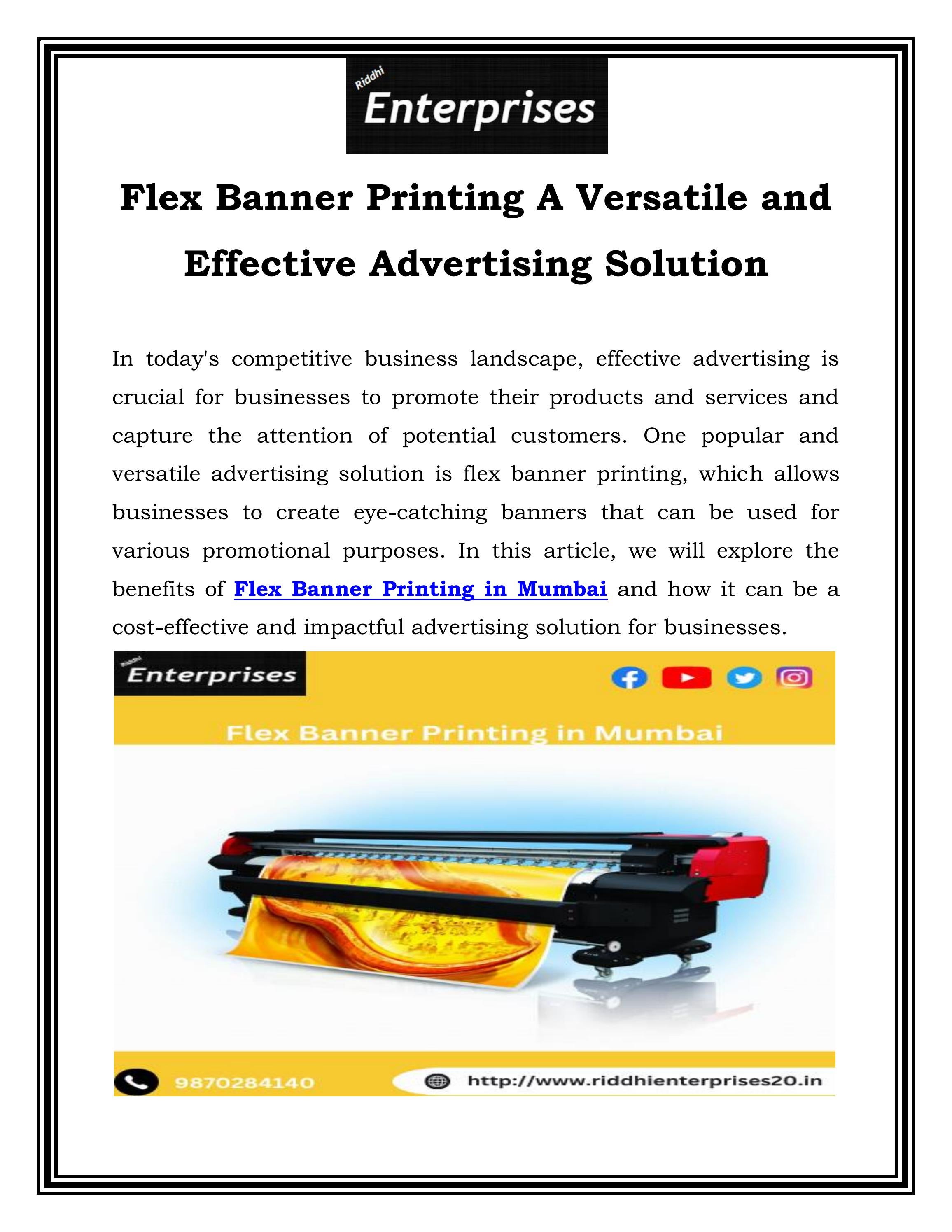 Flex Banner Printing A Versatile and Effective Advertising Solution by Riddhienterprises20 Issuu