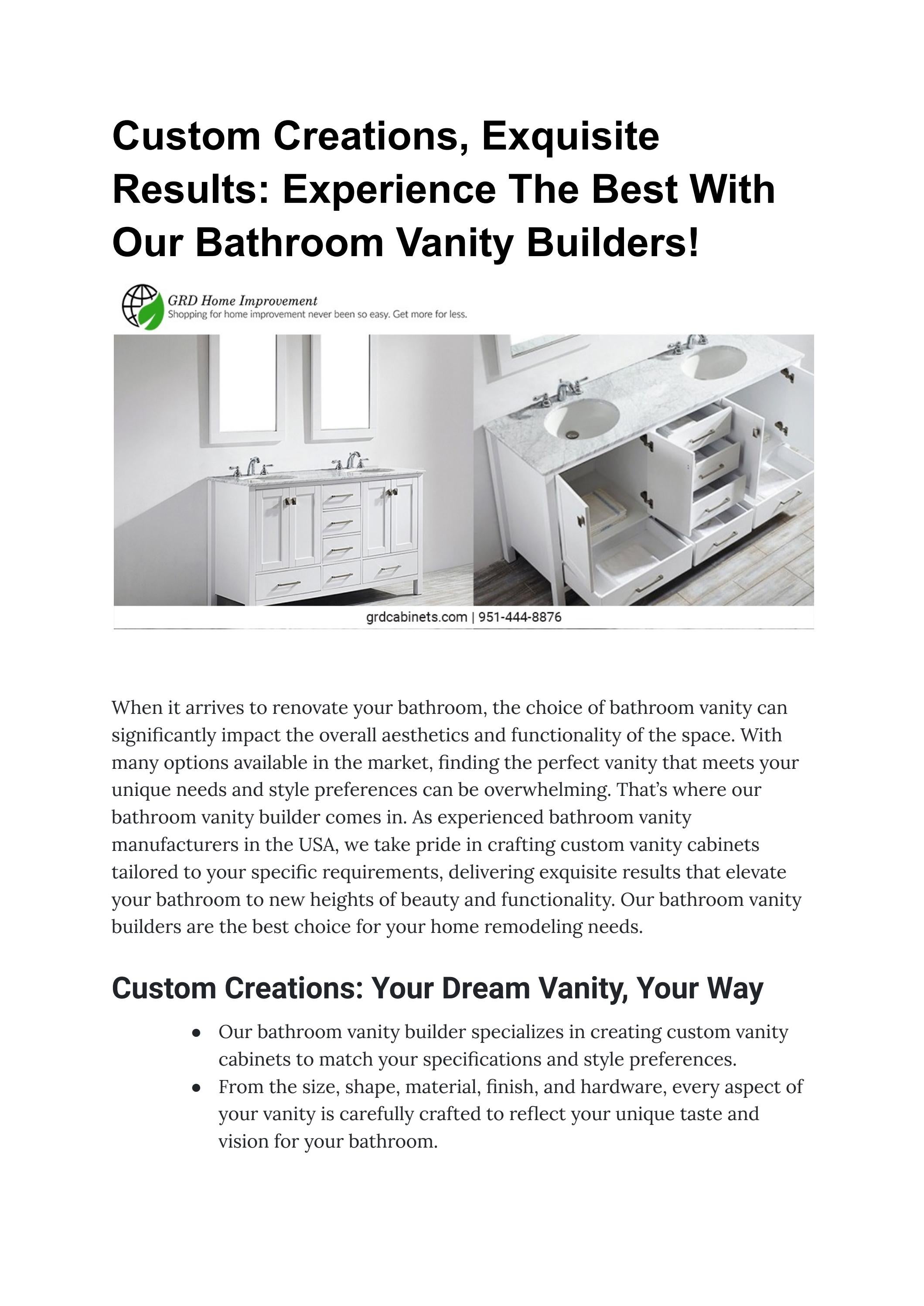 Custom Creations, Exquisite Results Experience The Best With Our