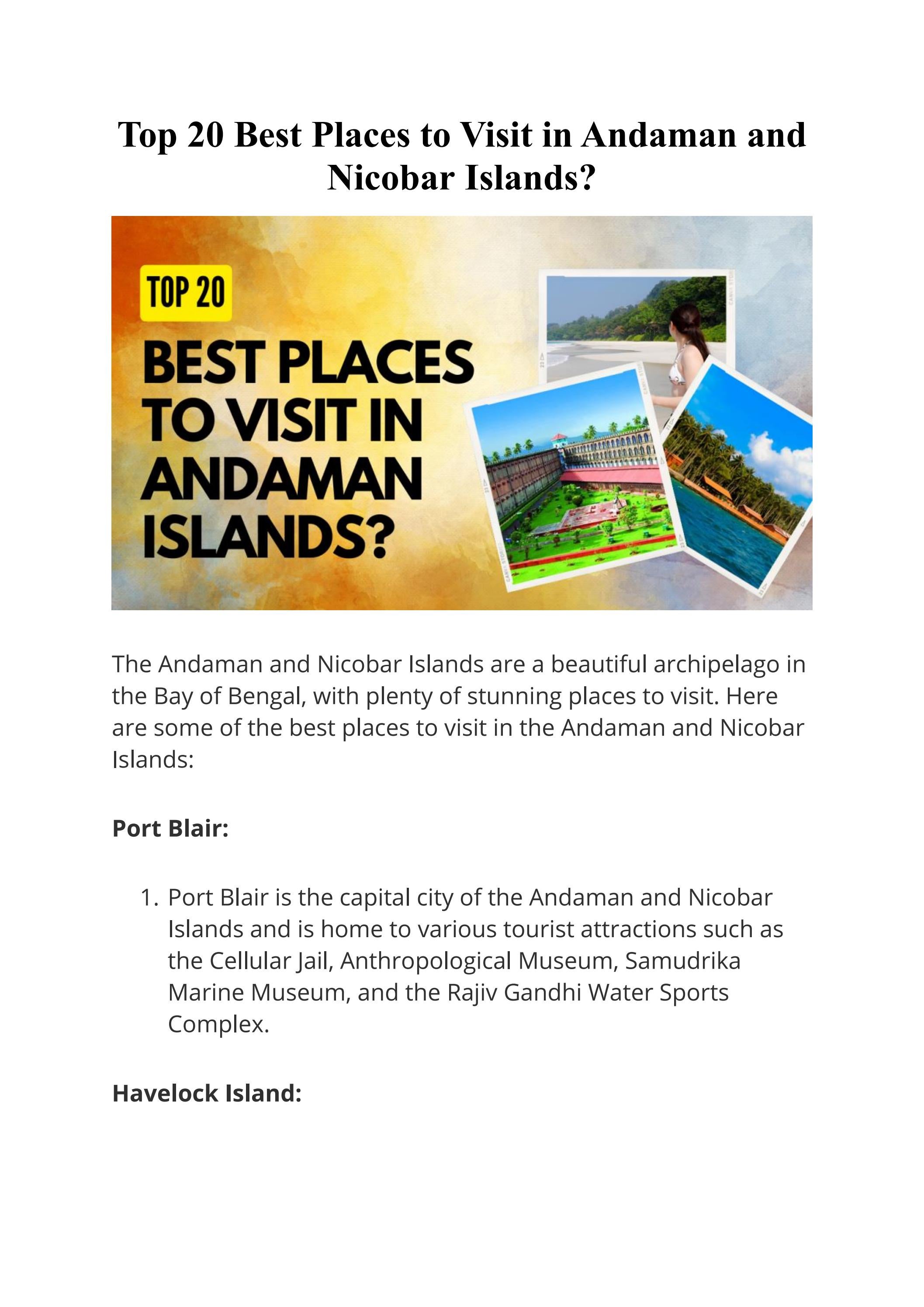 Top 20 Best Places to Visit in Andaman and Nicobar Islands? by Debal