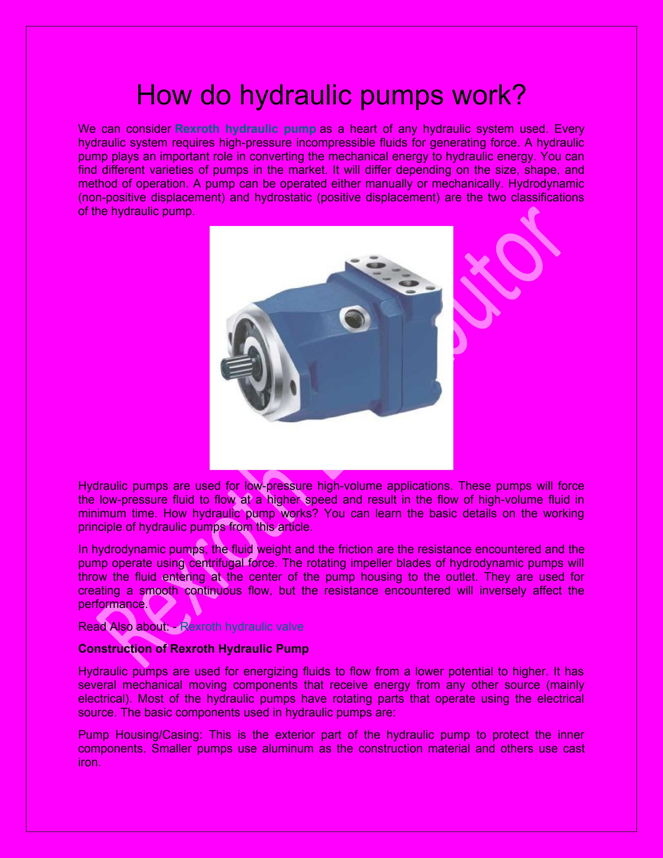 How do hydraulic pumps work? by Rexroth Distributors Issuu