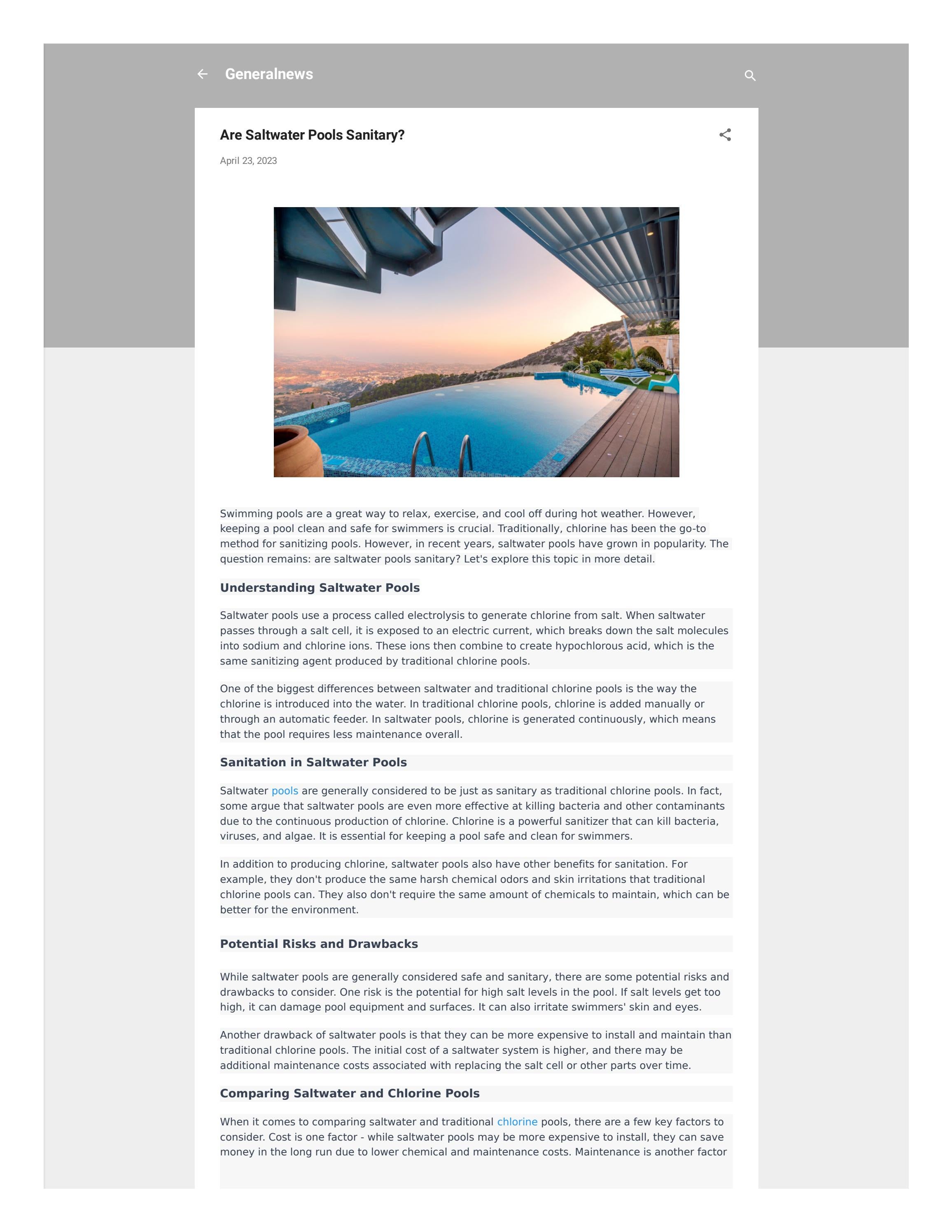 Are Saltwater Pools Sanitary by iqbala_ahmad16 Issuu