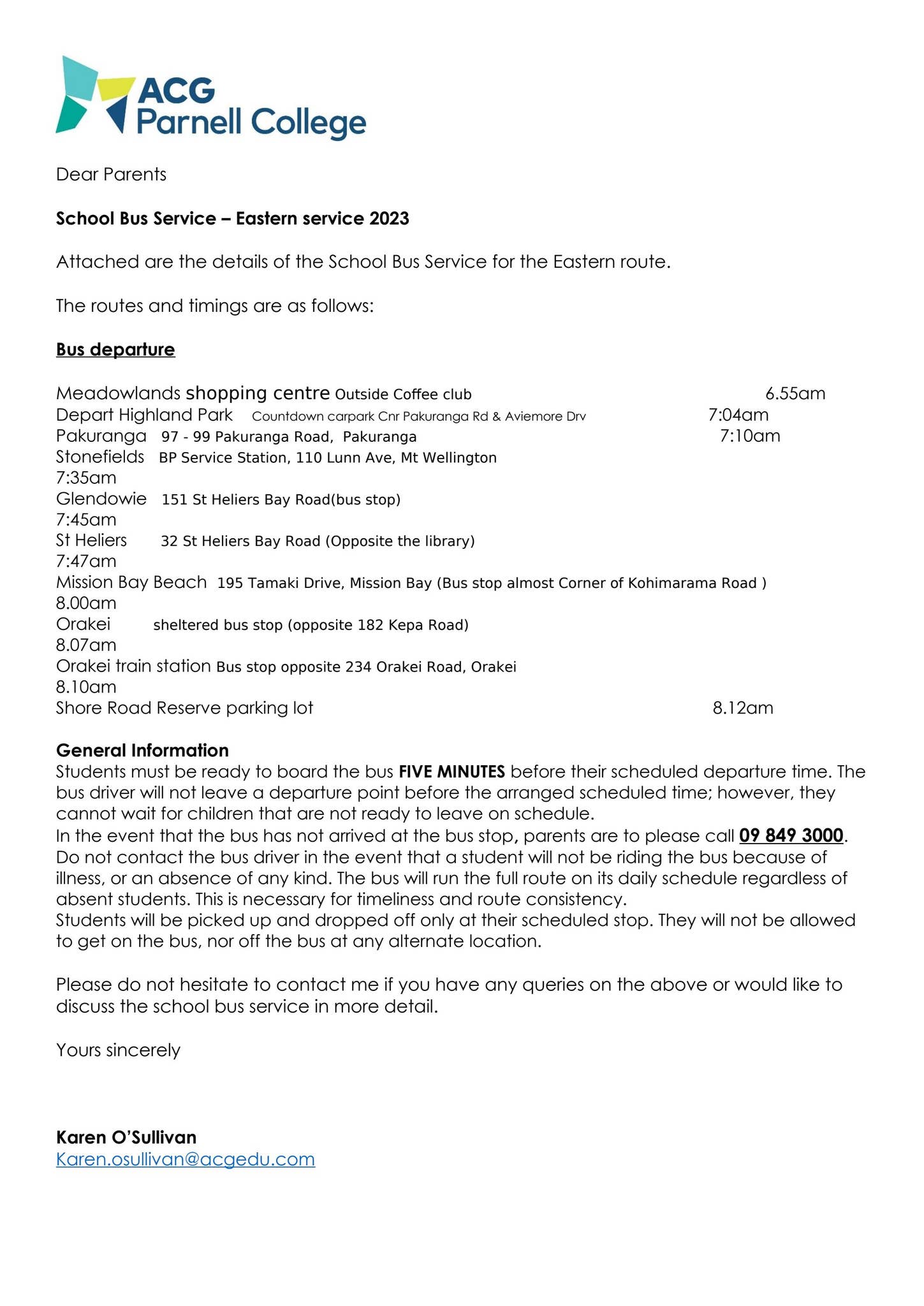 Parnell College - Eastern Bus Service by Inspired-Education-Group - Issuu