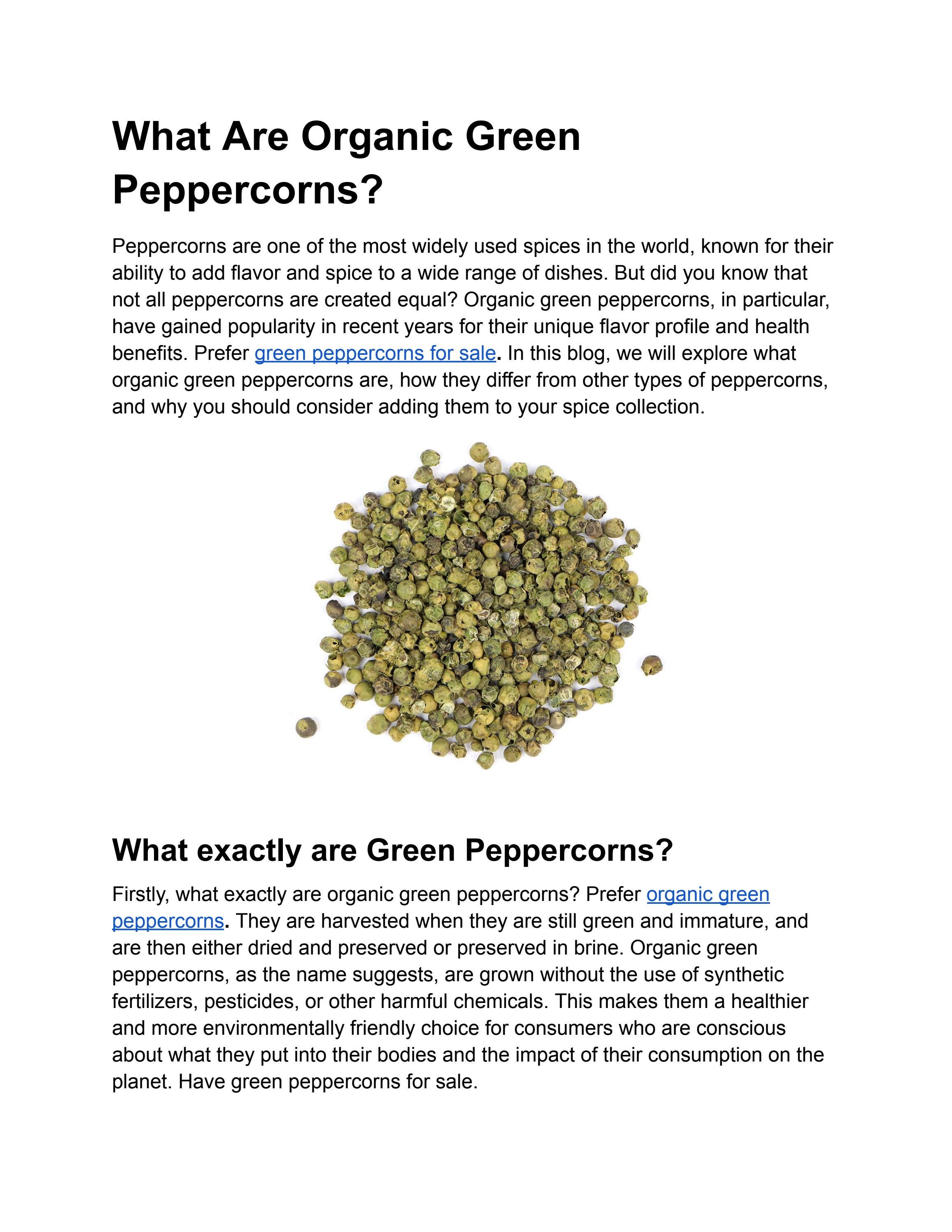 What Are Organic Green Peppercorns? by Issuu