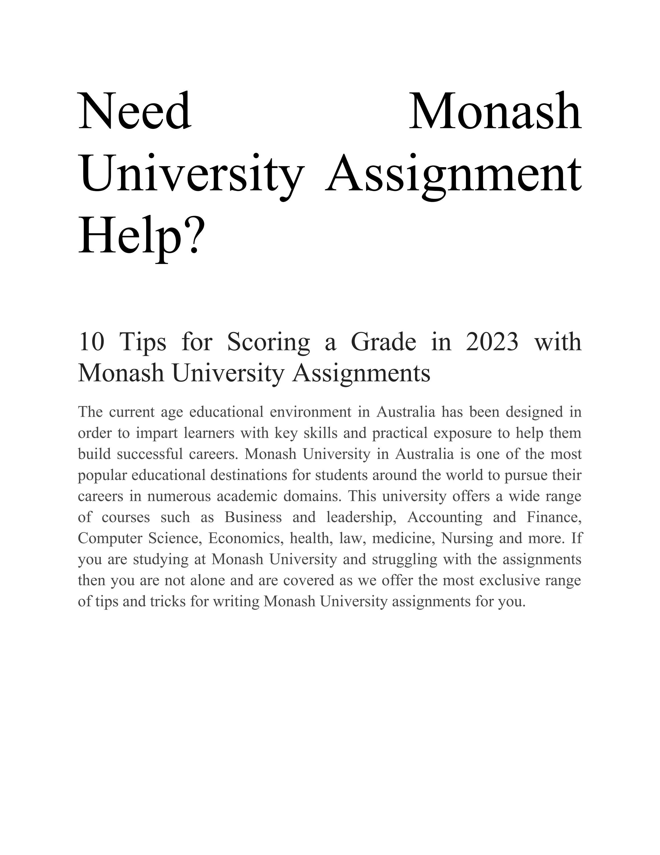 Need Monash University Assignment Help? by Neeraj Gupta Issuu