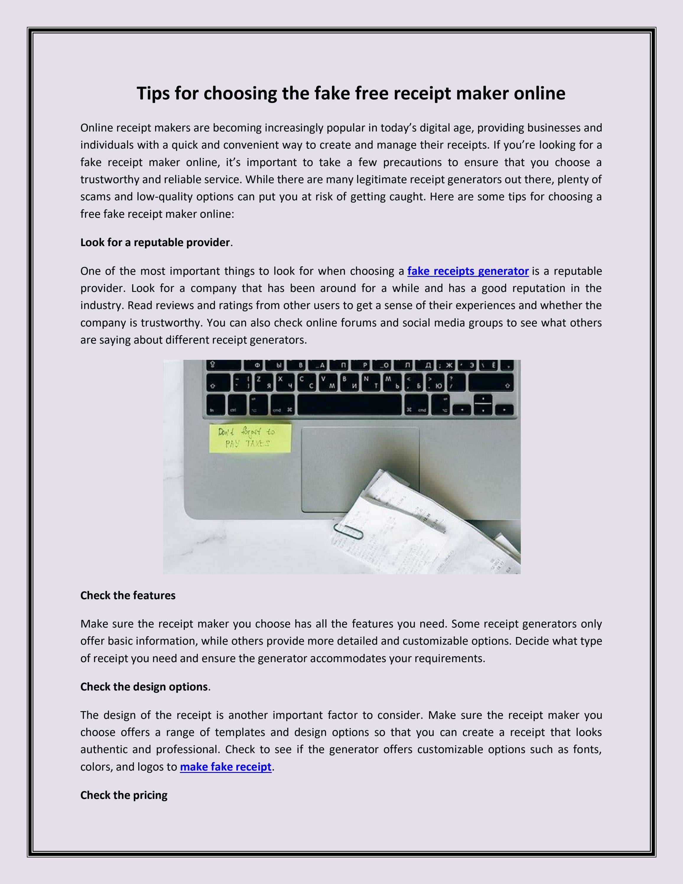 Tips for choosing the fake free receipt maker online by atlasnash Issuu