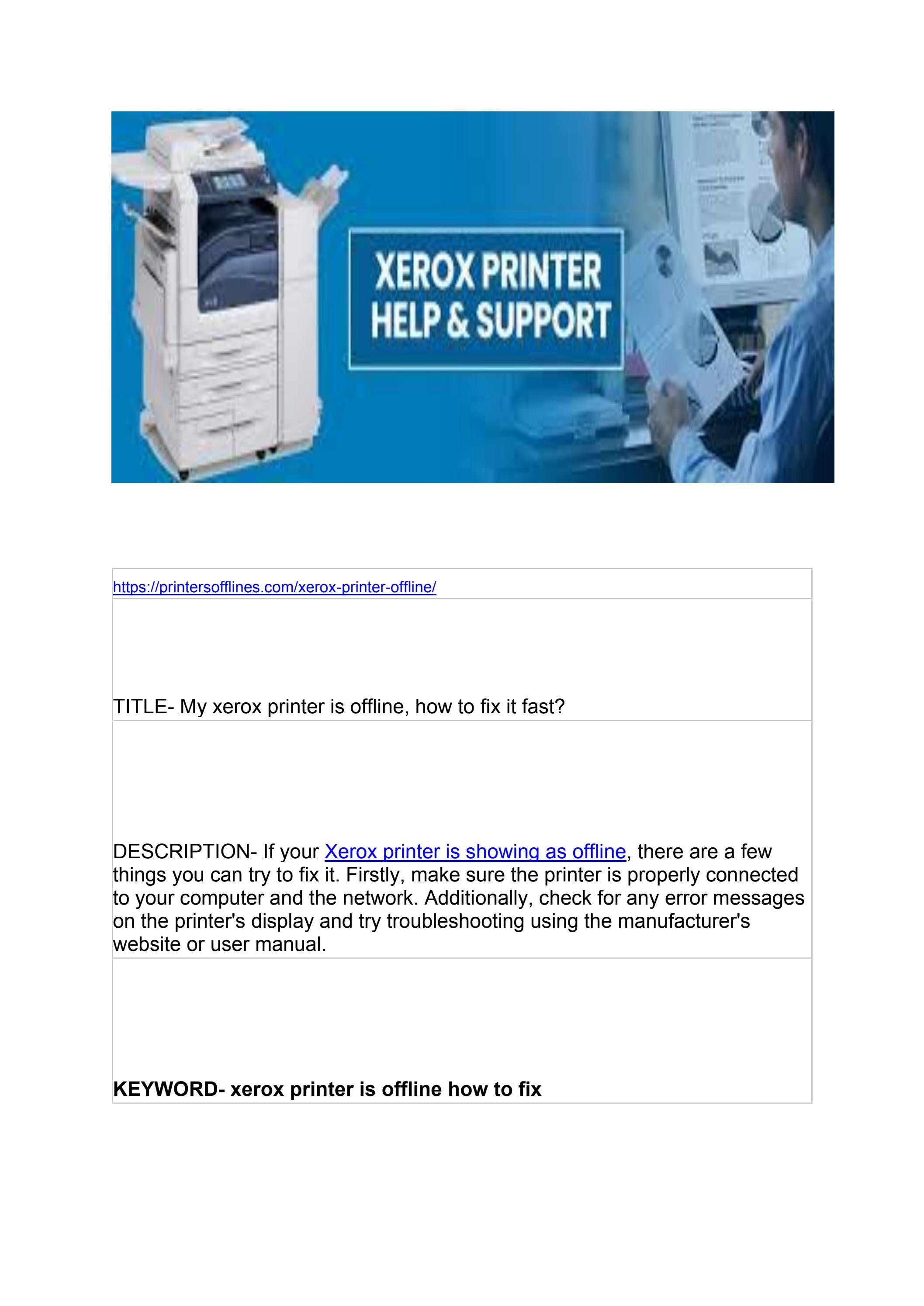 My xerox printer is offline, how to fix it fast? by Falon Luna Issuu