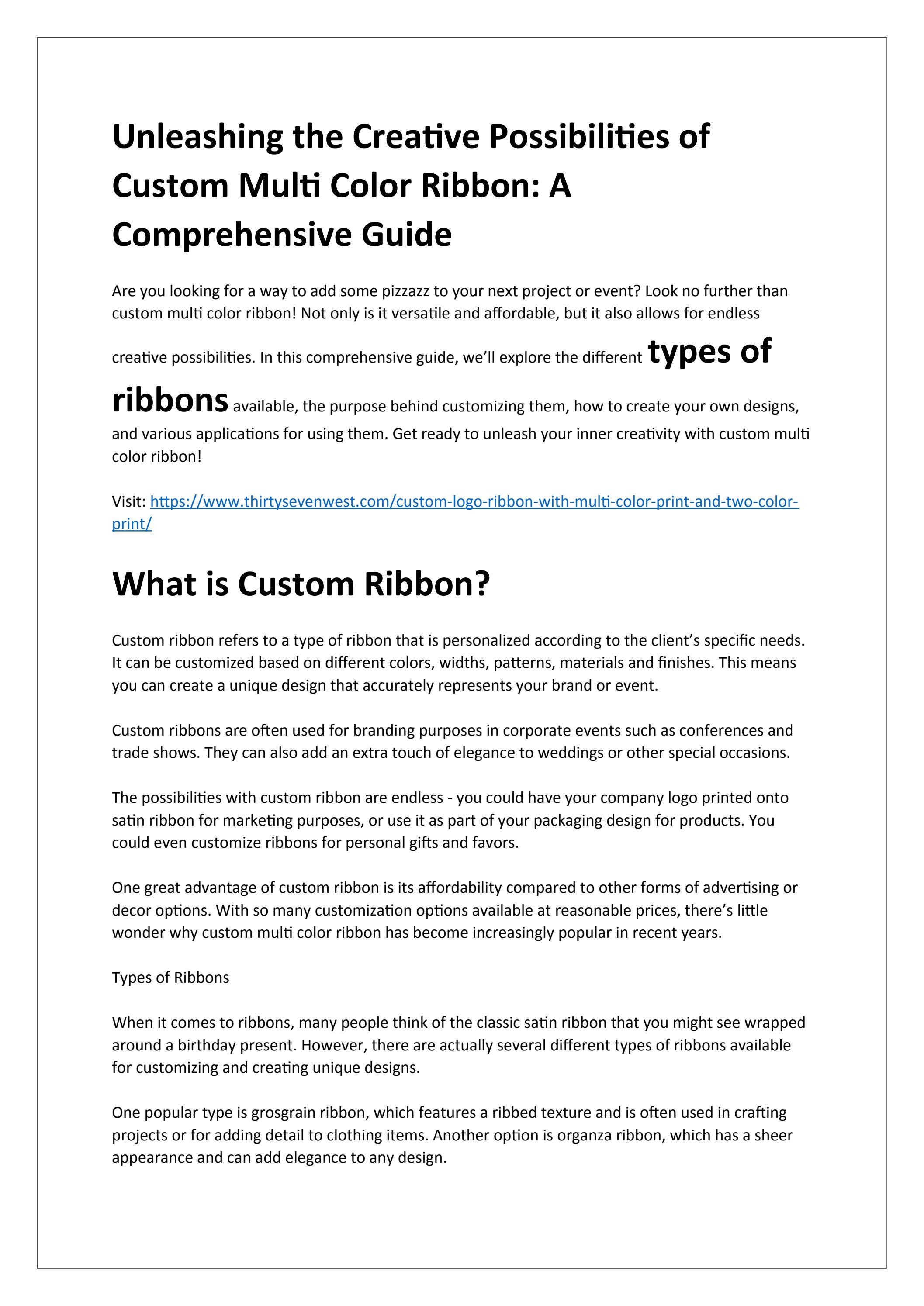 Unleashing the Creative Possibilities of Custom Multi Color Ribbon_ A