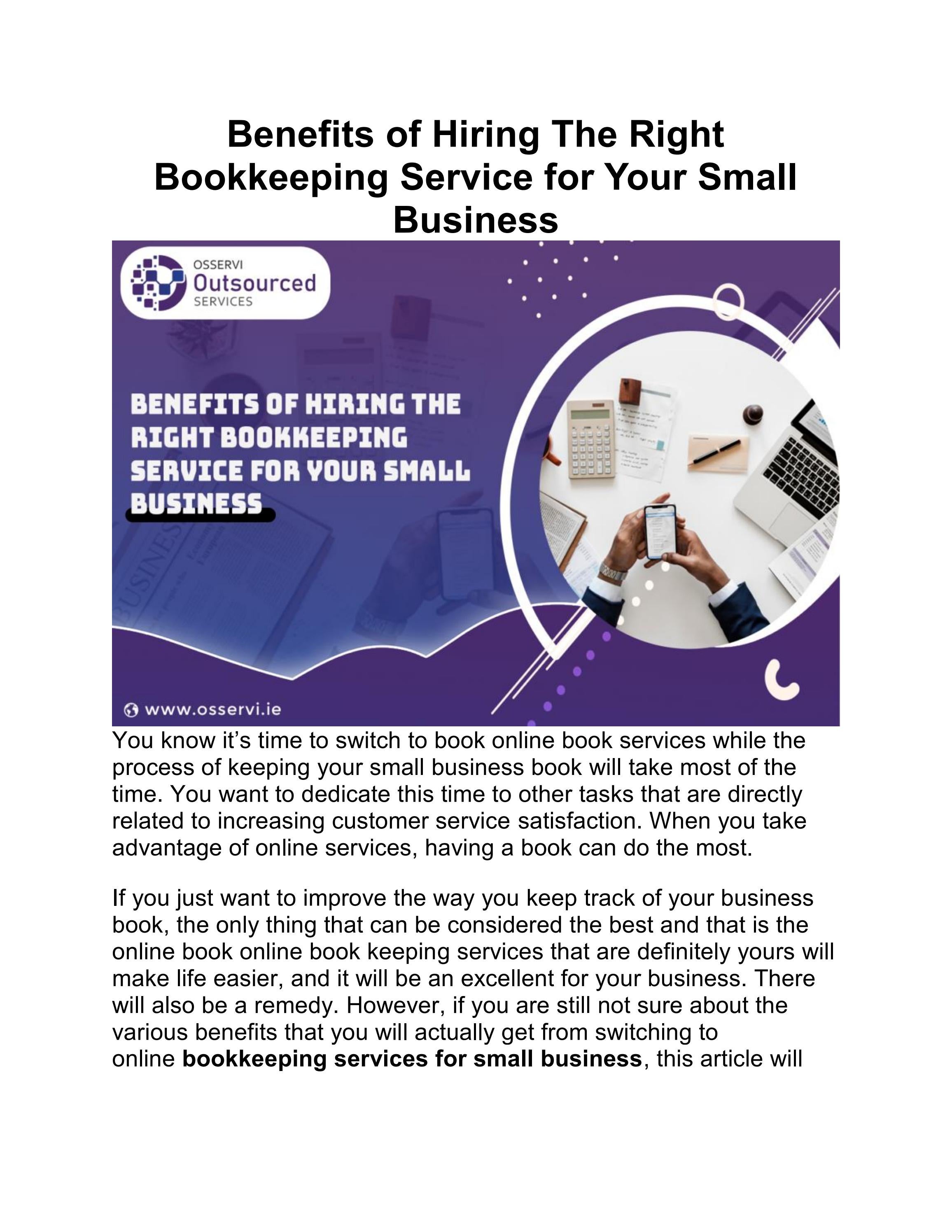 Benefits of Hiring The Right Bookkeeping Service for Your Small ...