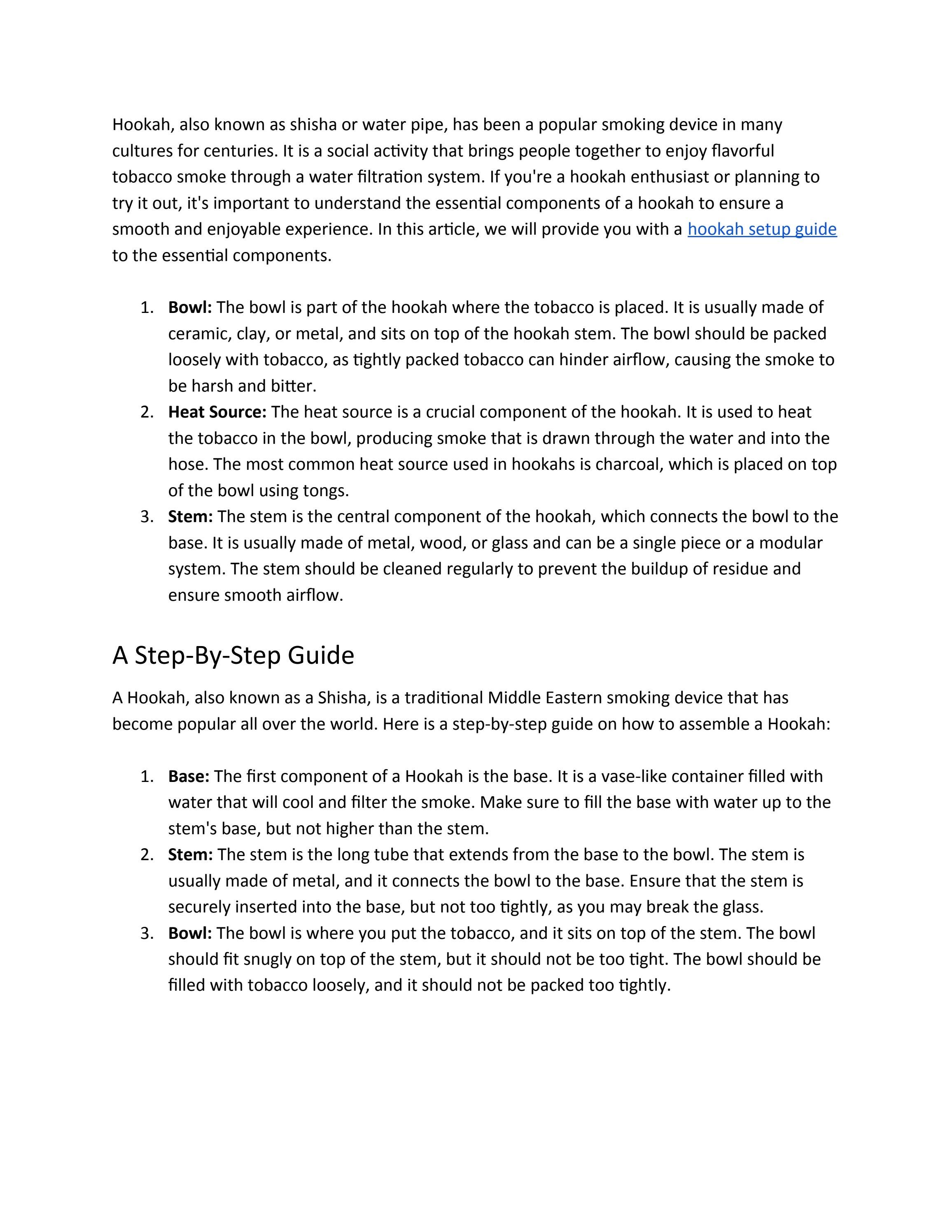Essential Components of A Hookah A StepByStep Guide by