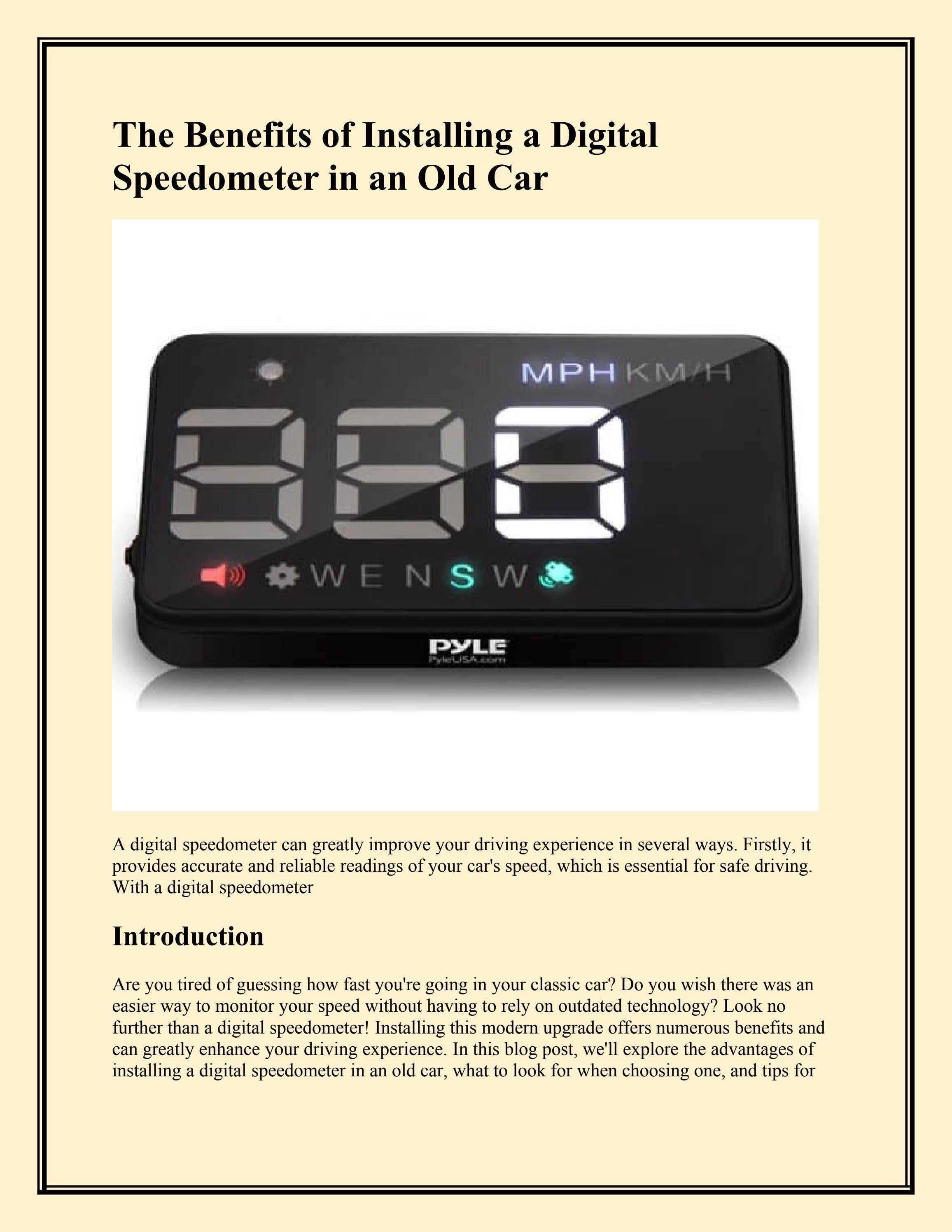 The Benefits of Installing a Digital Speedometer in an Old Car by